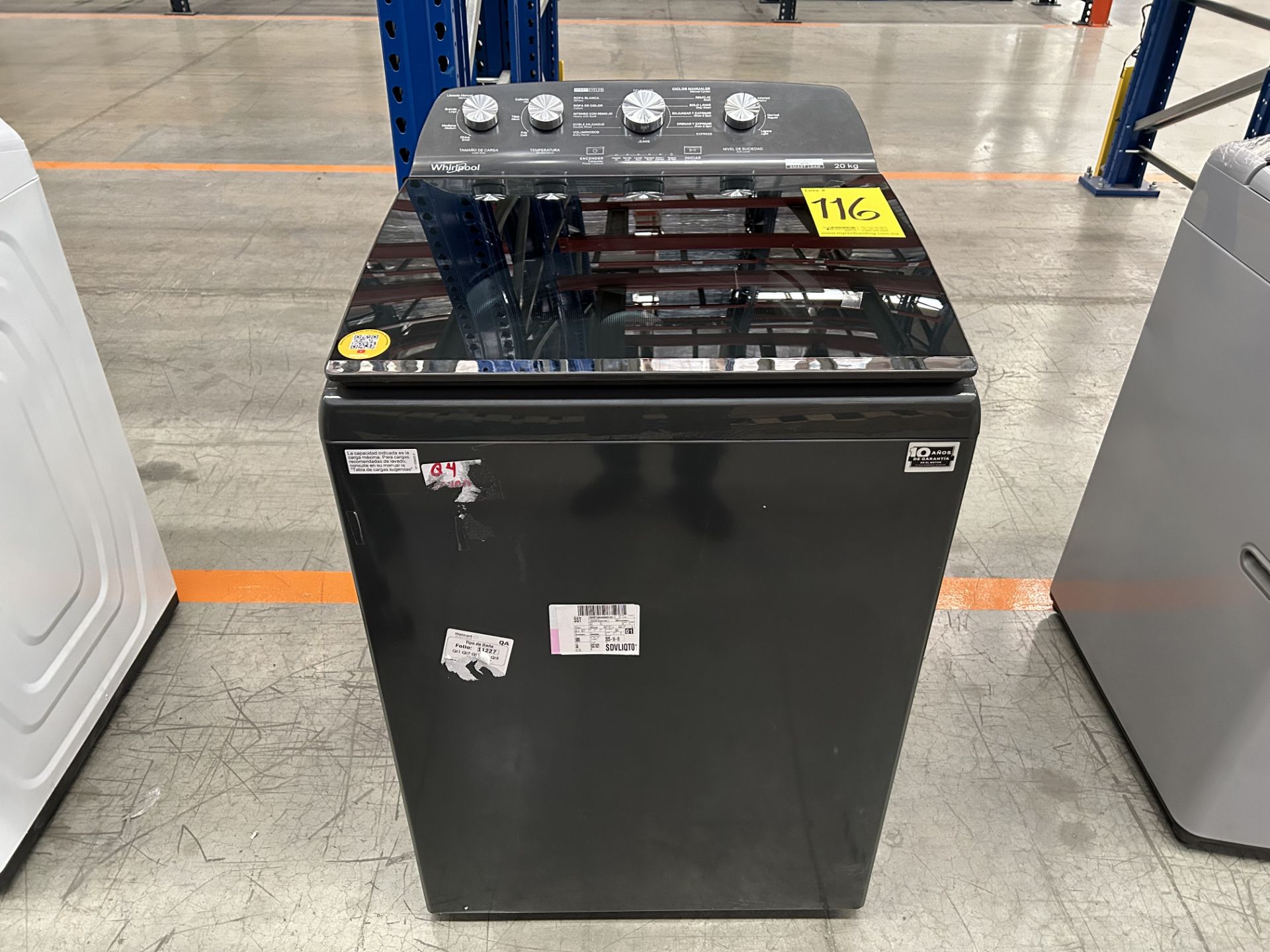 (NUEVO) Lote de 1 Lavadora de 20 Kg Marca WHIRLPOOL Modelo 8MWTW2024WLG0, Serie 45061, Color NEGRO