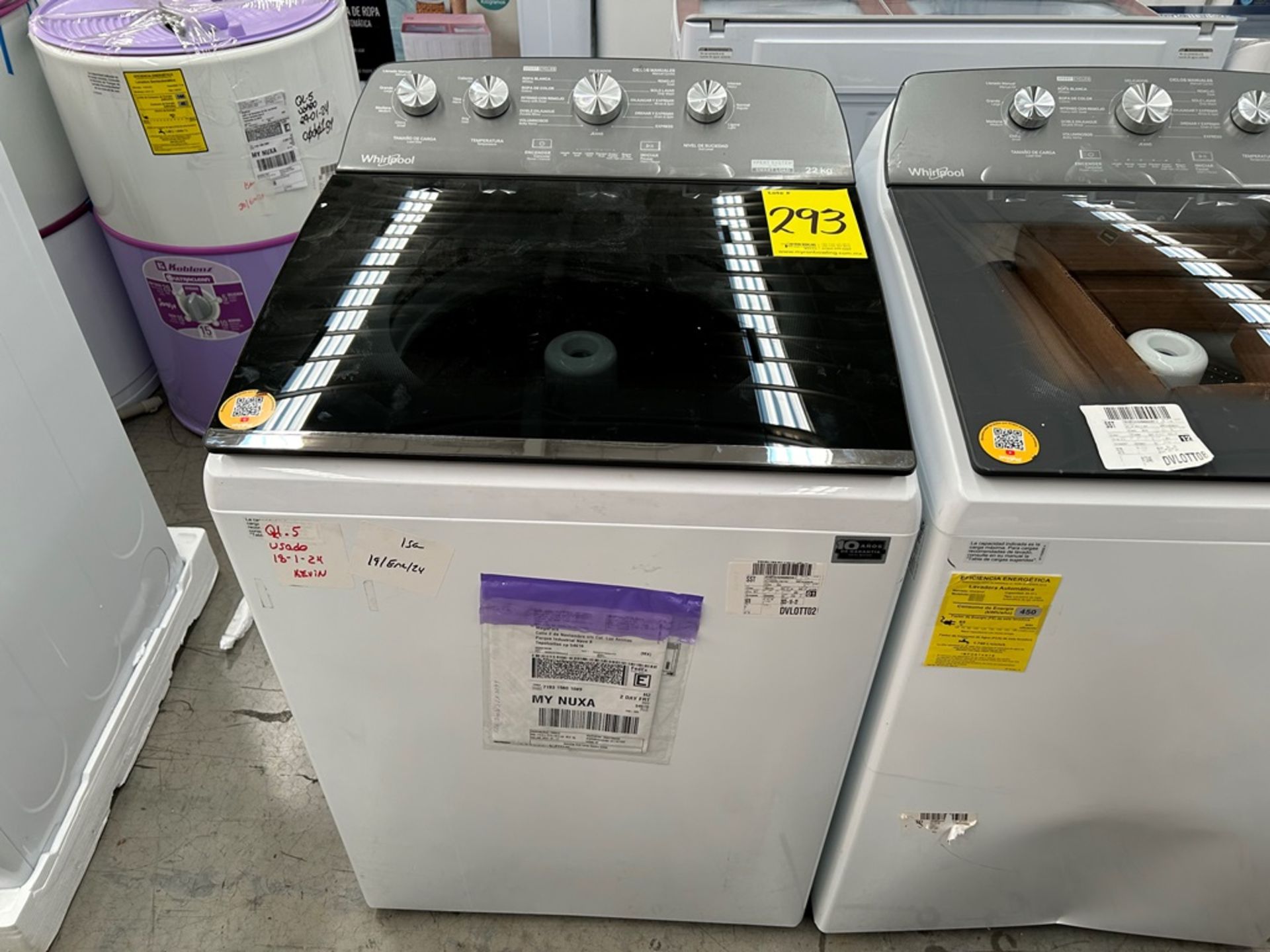 Lote de 2 Lavadoras, contiene: 1 Lavadora de 22 Kg Marca WHIRLPOOL, Modelo 8MWTW2224, Serie 41888, - Image 5 of 6