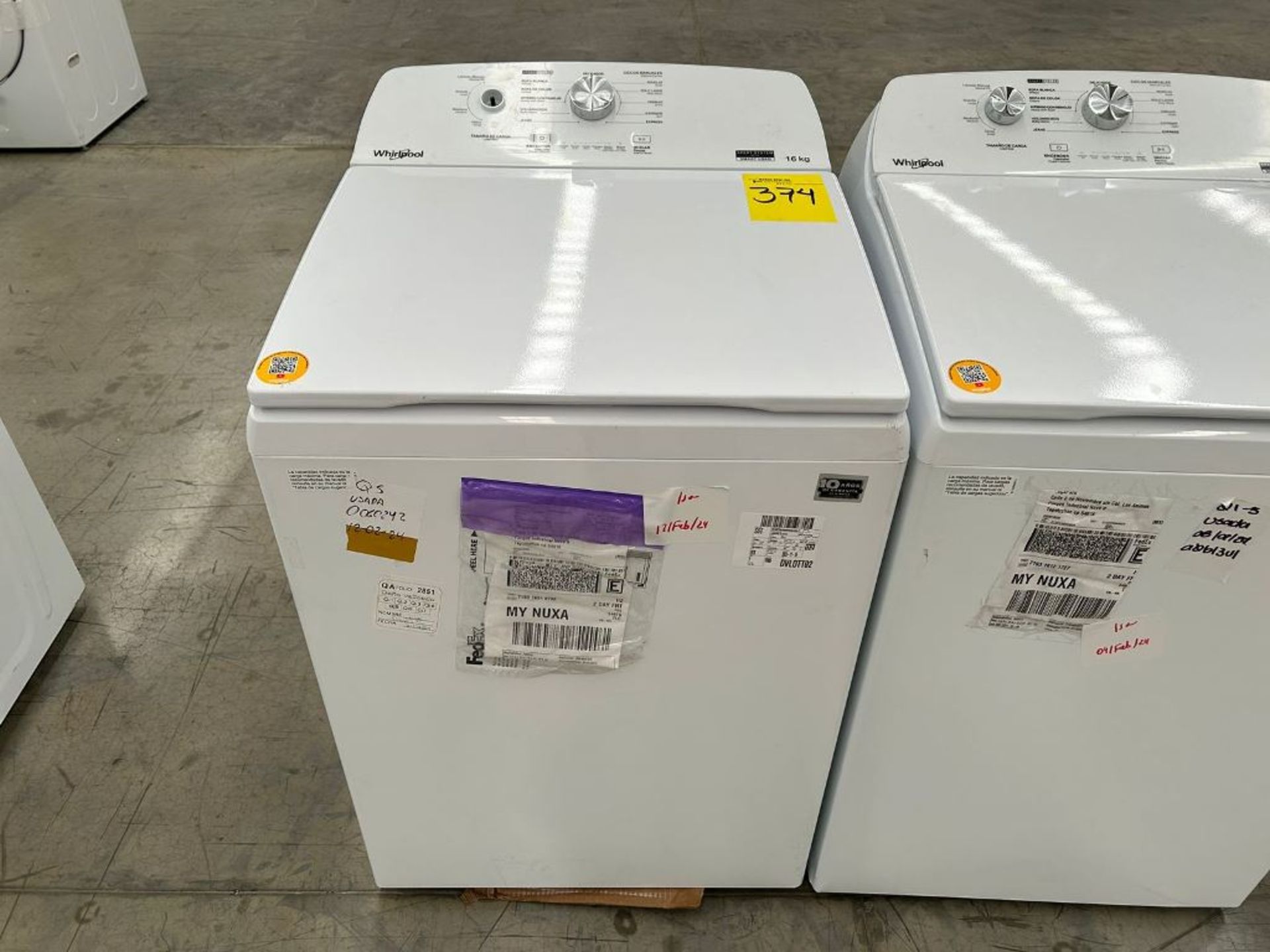 Lote de 2 Lavadoras, contiene: 1 Lavadora de 16 Kg Marca WHIRLPOOL, Modelo 8MWTW1612MJQ1, Serie 952 - Image 4 of 6