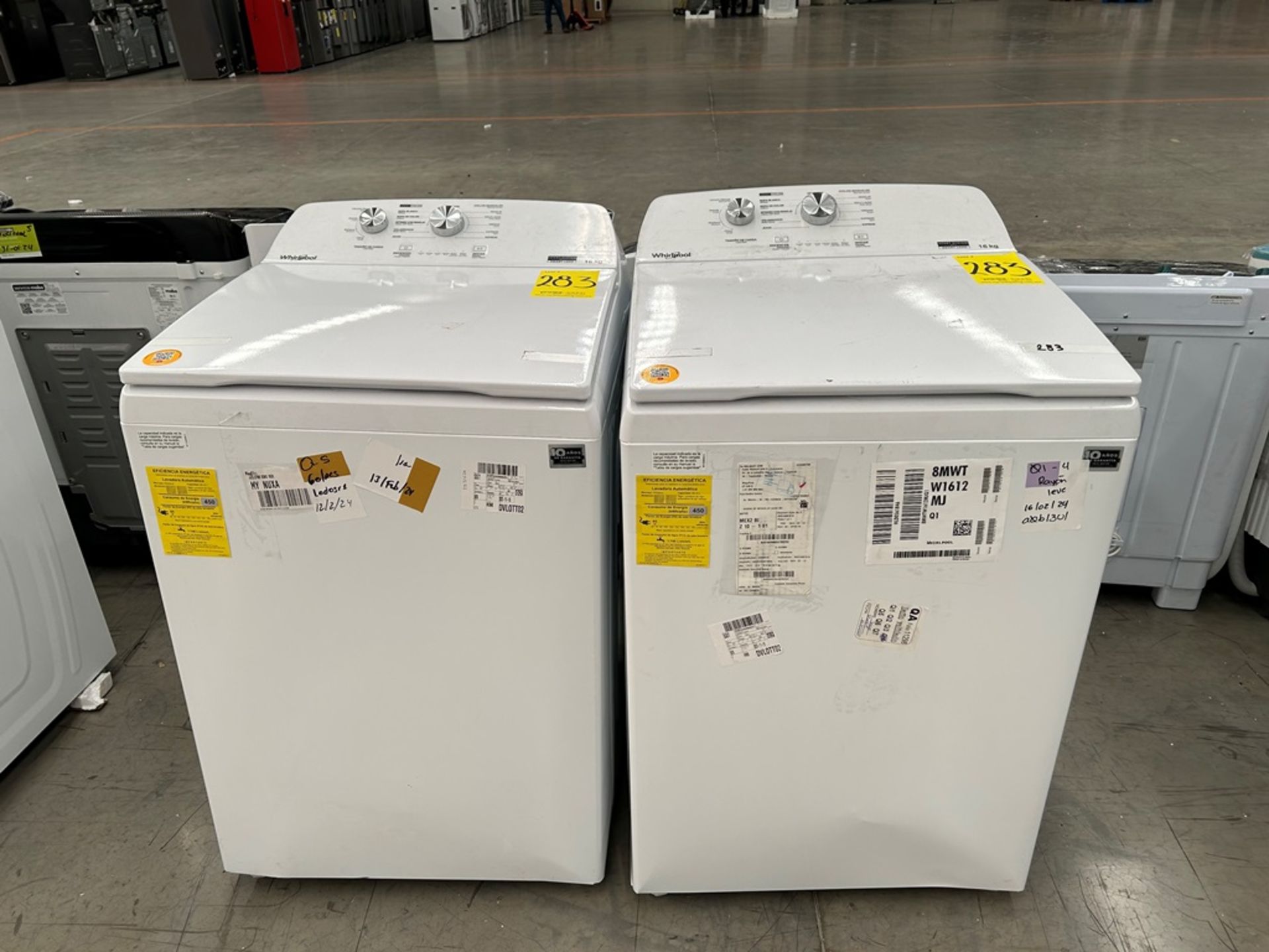 Lote de 2 Lavadoras, contiene: 1 Lavadora de 16 Kg Marca WHIRLPOOL, Modelo 8MWTW1612MJQ1, Serie 618