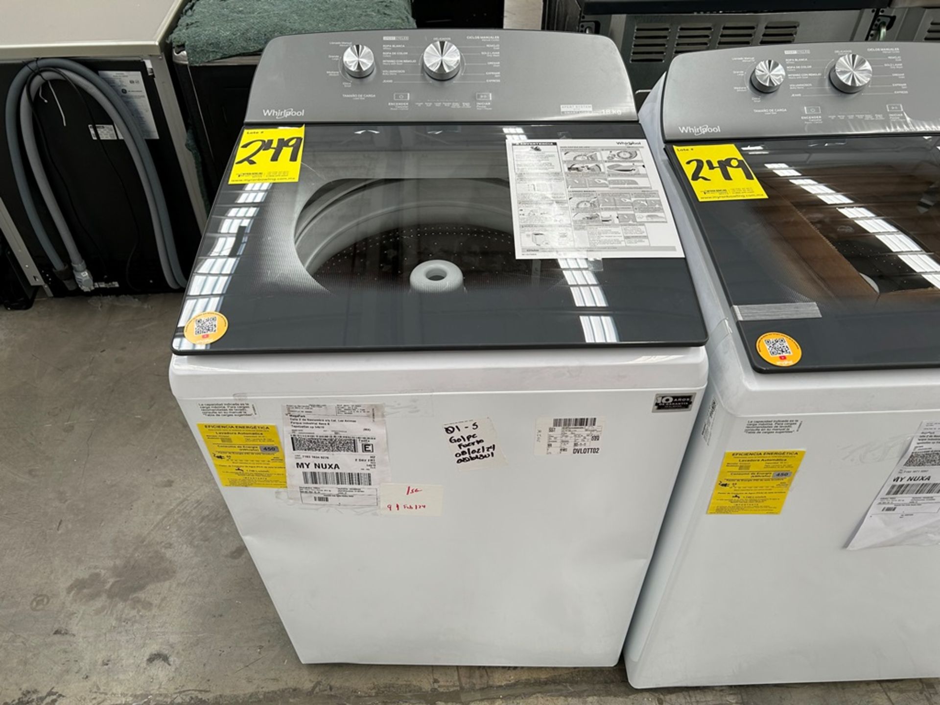 Lote de 2 Lavadoras, contiene: 1 Lavadora de 18 Kg Marca WHIRLPOOL, Modelo 8MWTW1812WPM0, Serie 364 - Image 4 of 6