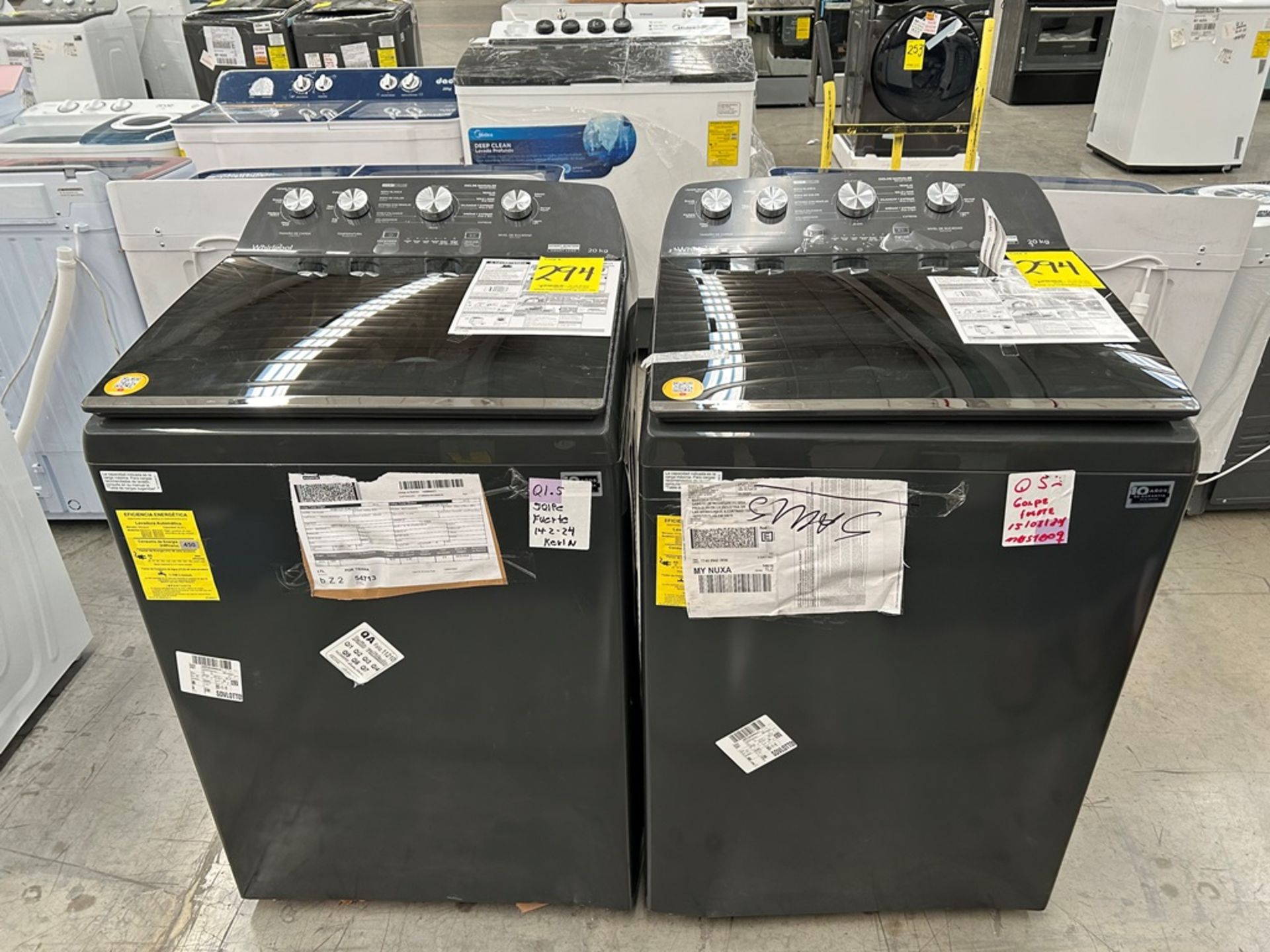 Lote de 2 Lavadoras, contiene: 1 Lavadora de 20 Kg Marca WHIRLPOOL, Modelo 8MWTW2024WLG0, Serie 078