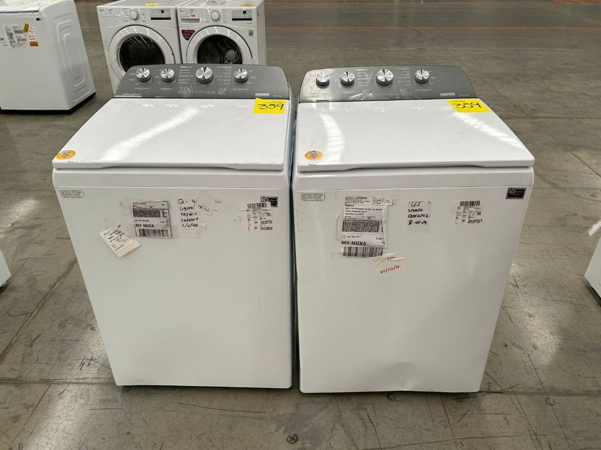 Lote de 2 Lavadoras contiene: 1 lavadora de 22 Kg Marca WHIRPOOL, Modelo 8MWTW2224MPM0, Serie 08630