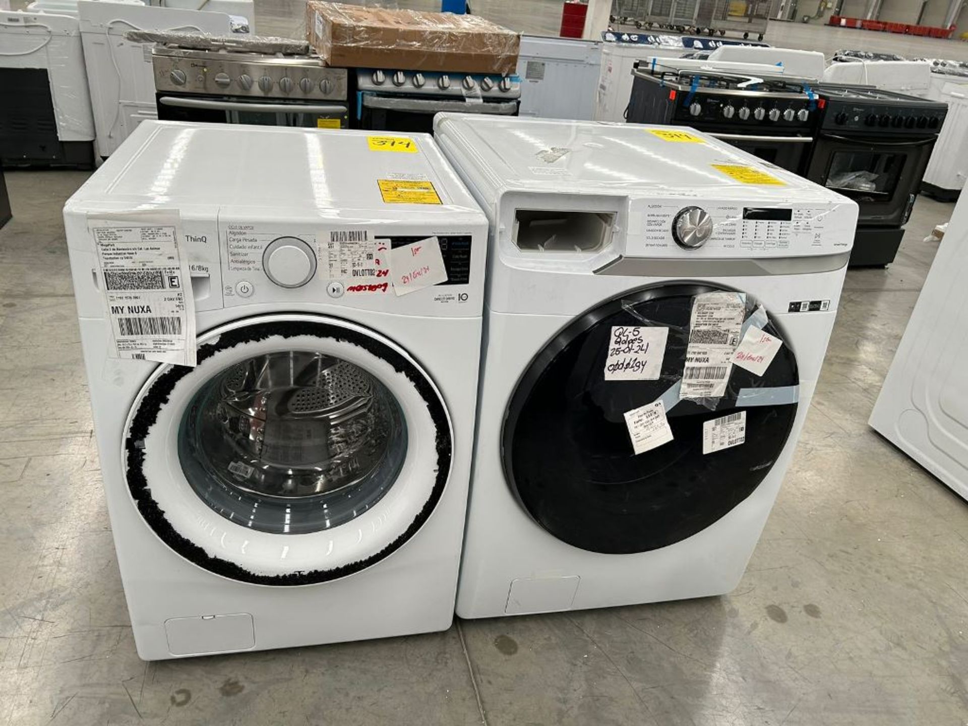 Lote de 2 Lavadoras, contiene: 1 Lavadora de 20 Kg Marca SAMSUNG, Modelo WD20T6000GW, Serie 0305W, - Image 5 of 6