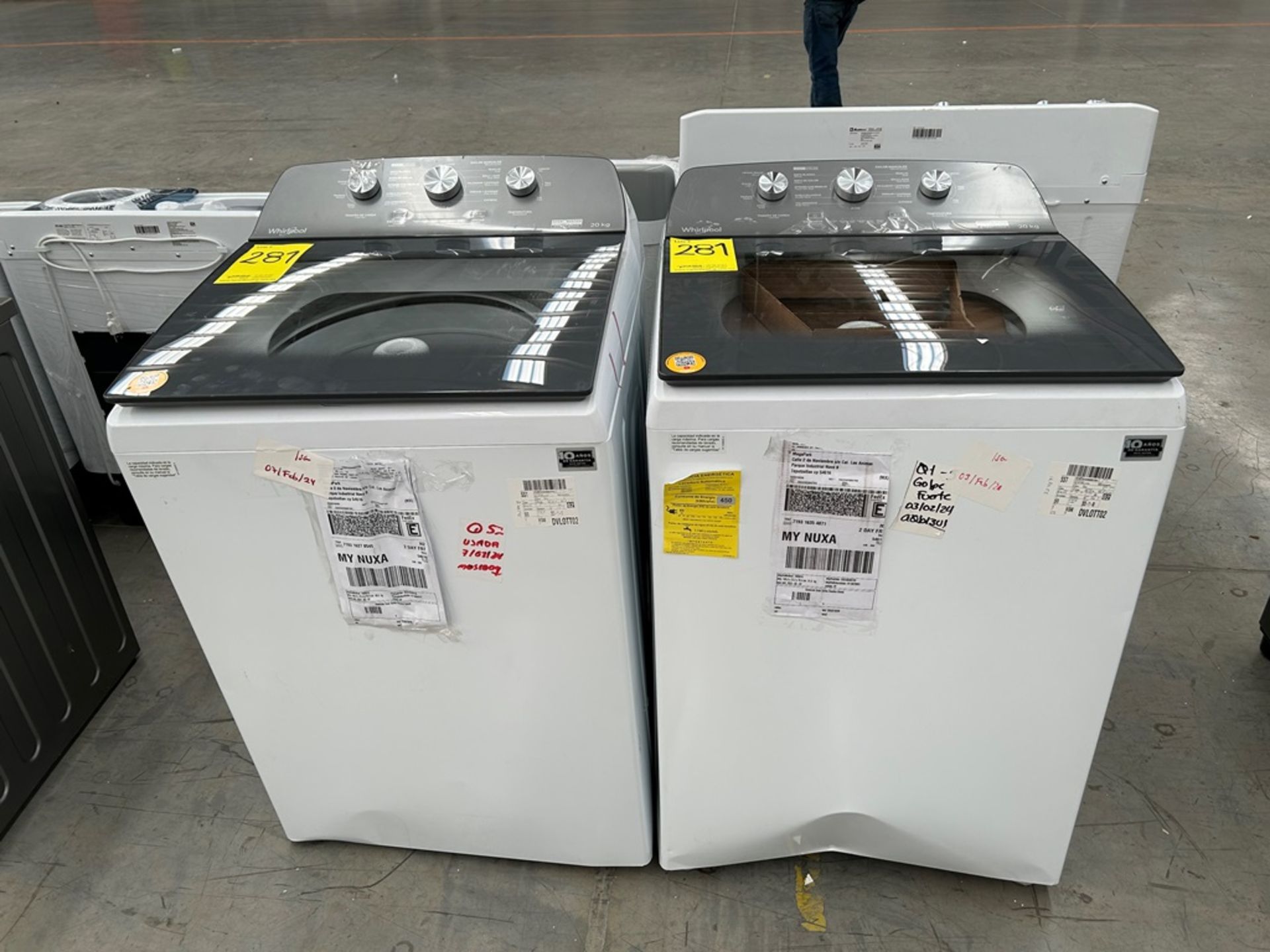 Lote de 2 Lavadoras, contiene: 1 Lavadora de 20 Kg Marca WHIRLPOOL, Modelo 8MWTW2023WPM0, Serie 842