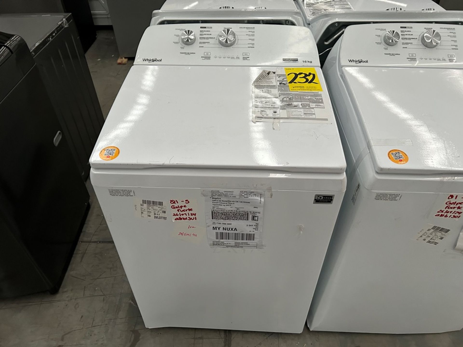 Lote de 2 Lavadoras, contiene: 1 Lavadora de 16 Kg Marca WHIRLPOOL, Modelo 8MWTW1612MJQ1, Serie 238 - Image 5 of 6