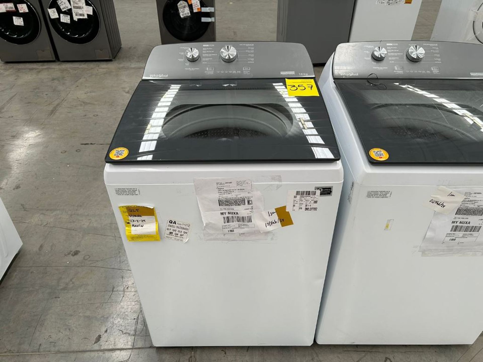 Lote de 2 Lavadoras contiene: 1 lavadora de 18 Kg Marca WHIRPOOL, Modelo 8MWTW1812WPM0, Serie 46951 - Image 4 of 6