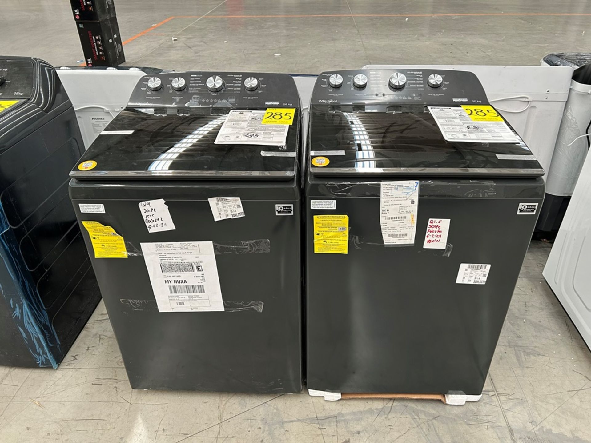 Lote de 2 Lavadoras, contiene: 1 Lavadora de 20 Kg Marca WHIRLPOOL, Modelo 8MWTW2024WLG0, Serie 946