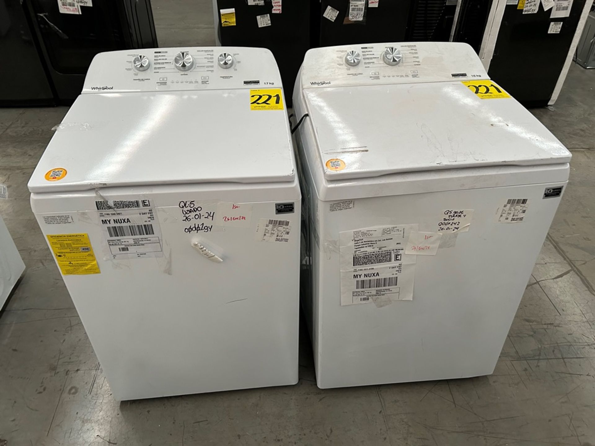 Lote de 2 Lavadoras, contiene: 1 Lavadora de 17 Kg Marca WHIRLPOOL, Modelo 8MWTW11713MJQ1, Serie 30