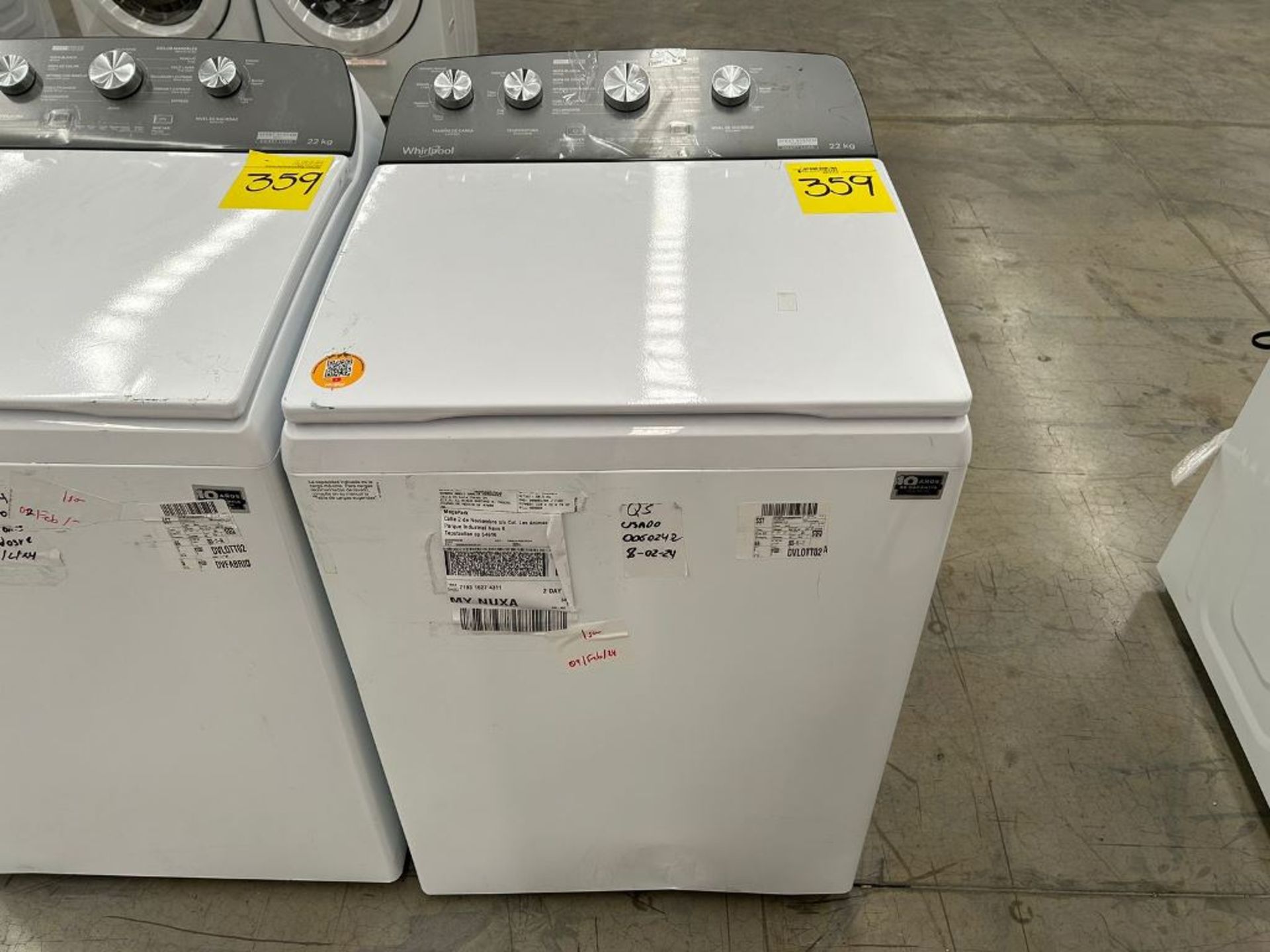 Lote de 2 Lavadoras contiene: 1 lavadora de 22 Kg Marca WHIRPOOL, Modelo 8MWTW2224MPM0, Serie 08630 - Image 4 of 6