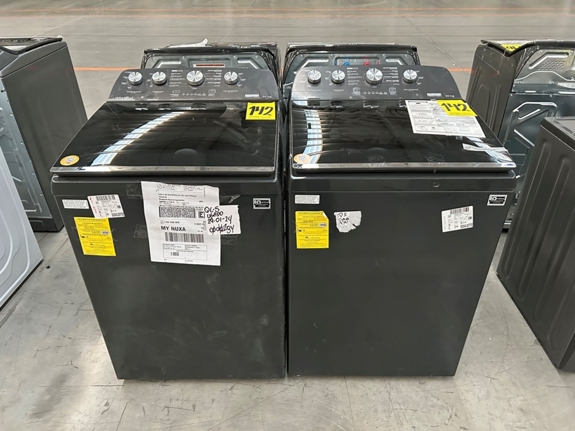 Lote de 2 Lavadoras, contiene: 1 Lavadora de 20 Kg Marca WHIRLPOOL, Modelo 8MWTW2024WLG0, Serie 044