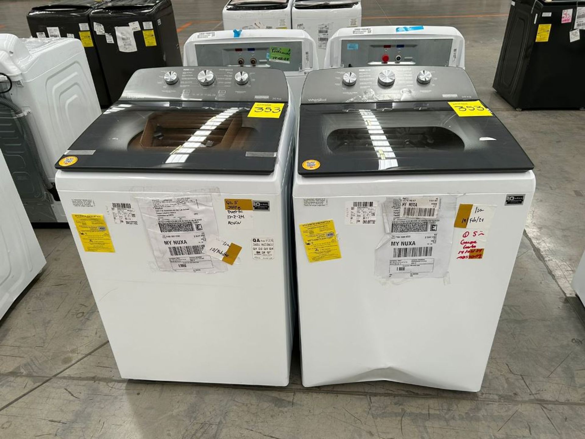 Lote de 2 Lavadoras, contiene: 1 Lavadora de 20 Kg Marca WHIRLPOOL, Modelo 8MWTW2023WPM0, Serie 842