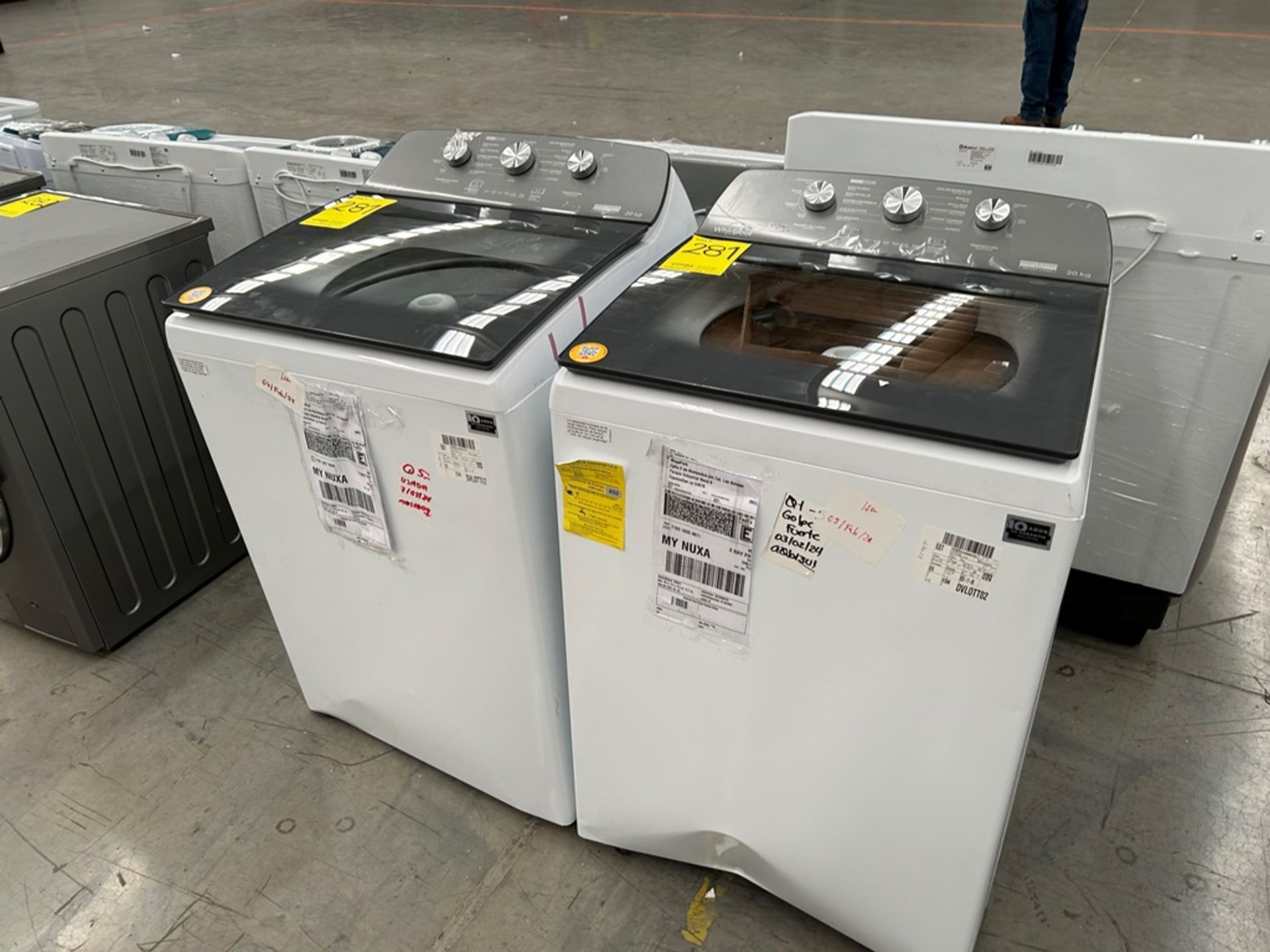 Lote de 2 Lavadoras, contiene: 1 Lavadora de 20 Kg Marca WHIRLPOOL, Modelo 8MWTW2023WPM0, Serie 842 - Image 3 of 6