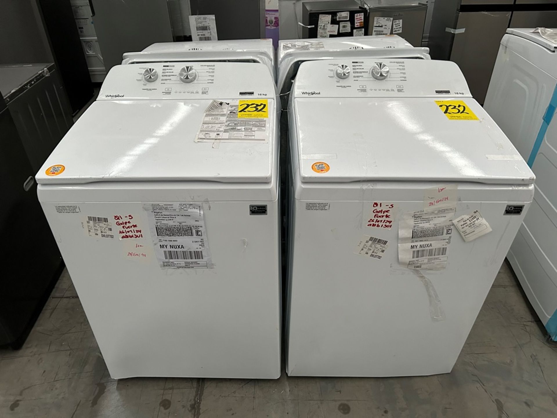 Lote de 2 Lavadoras, contiene: 1 Lavadora de 16 Kg Marca WHIRLPOOL, Modelo 8MWTW1612MJQ1, Serie 238