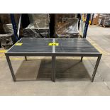 2 Mesas para terraza en acero/madera color Gris, medidas 90.5cm x 90.5 cm x 74.5 cm (Equipo usado)