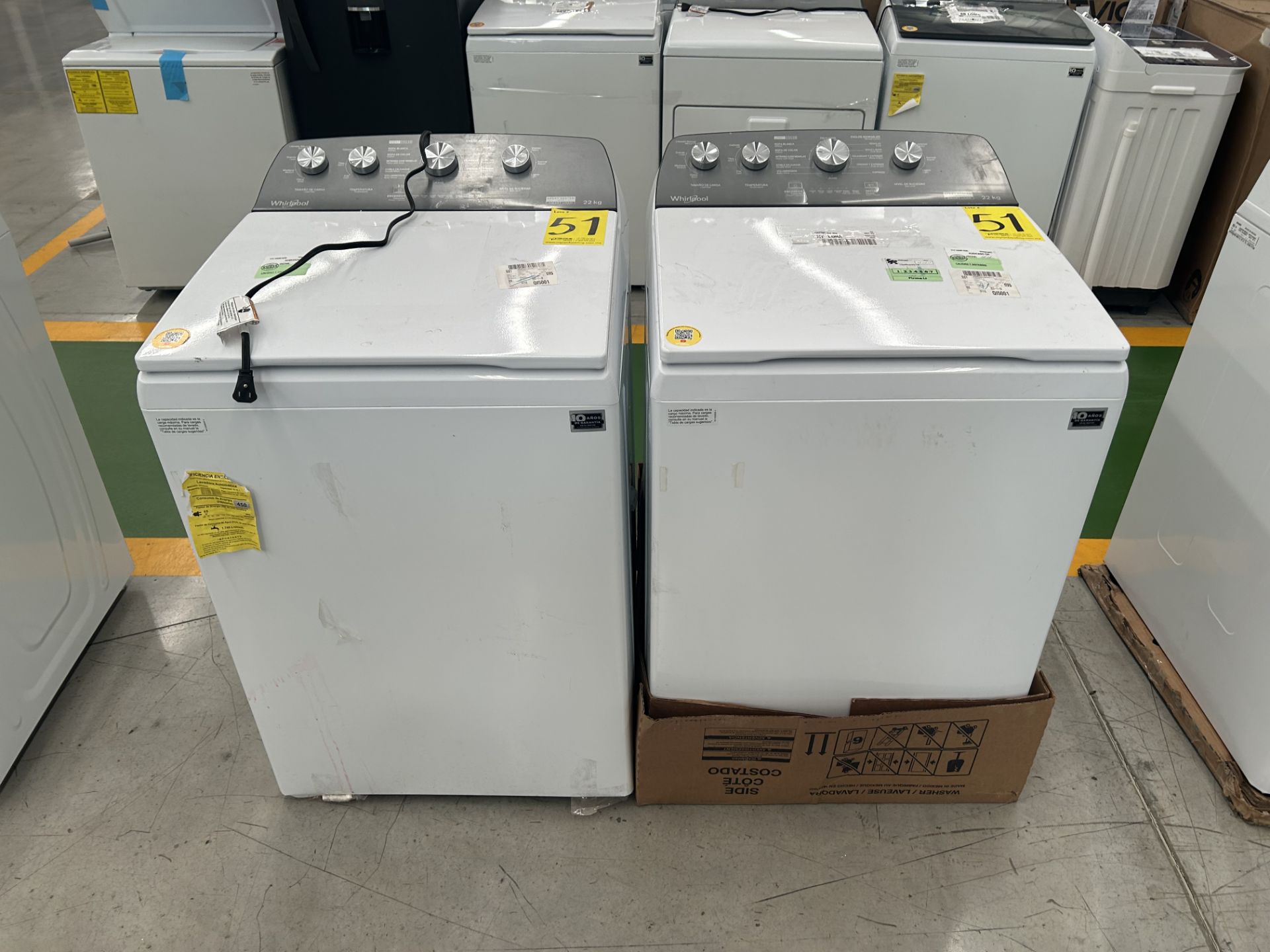 Lote de 2 Lavadoras, contiene: 1 Lavadora de 22 Kg Marca WHIRLPOOL, Modelo 8MWTW2224MPM0, Serie 408