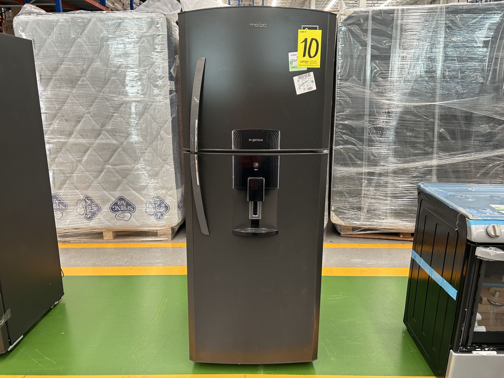1 Refrigerador con dispensador de agua Marca MABE, Modelo RME360FDMRD0, Serie 802282 Color GRIS (No