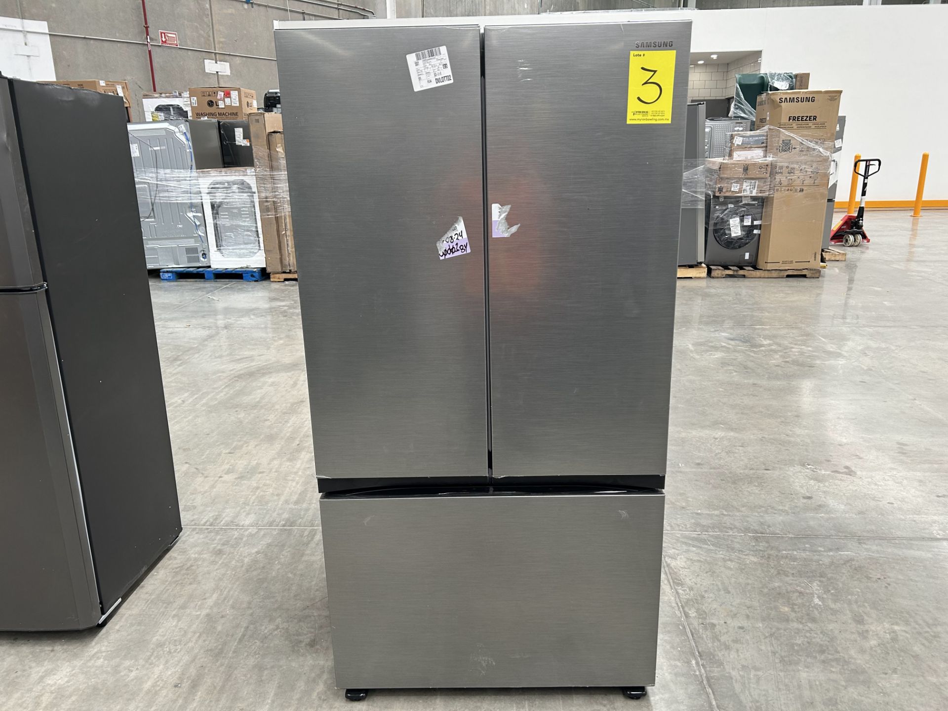 1 refrigerador Marca SAMSUNG, Modelo FR32CG5A10S9EM, Serie 101490K, Color GRIS (No se asegura su fu
