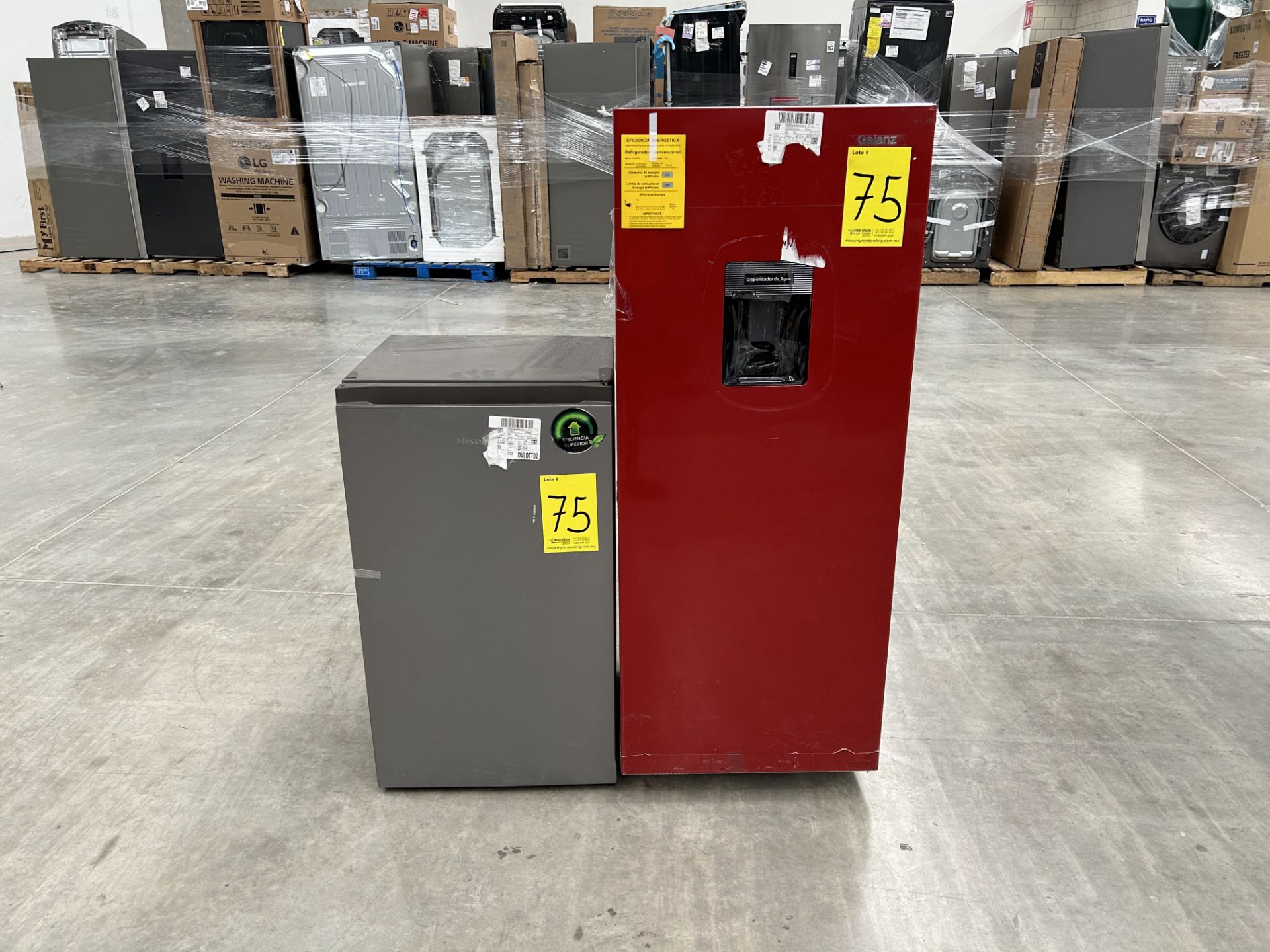 2 refrigeradores contiene: 1 refrigerador Marca GALANZ, Modelo GLR70MRD, Color ROJO; 1 Frigobar Mar