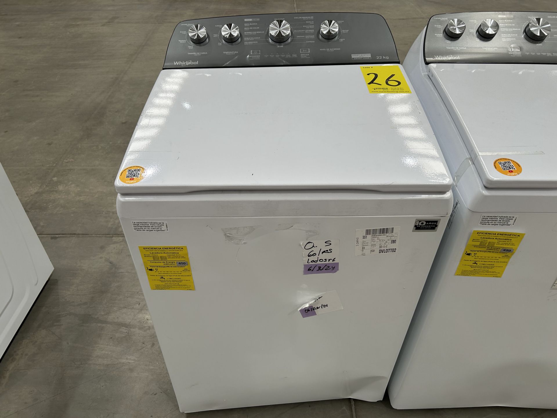 2 Lavadoras contiene: 1 Lavadora de 22 KG, Marca WHRIPOOL, Modelo 8MWTW2224MJM0, Serie 41787, Color - Image 4 of 8