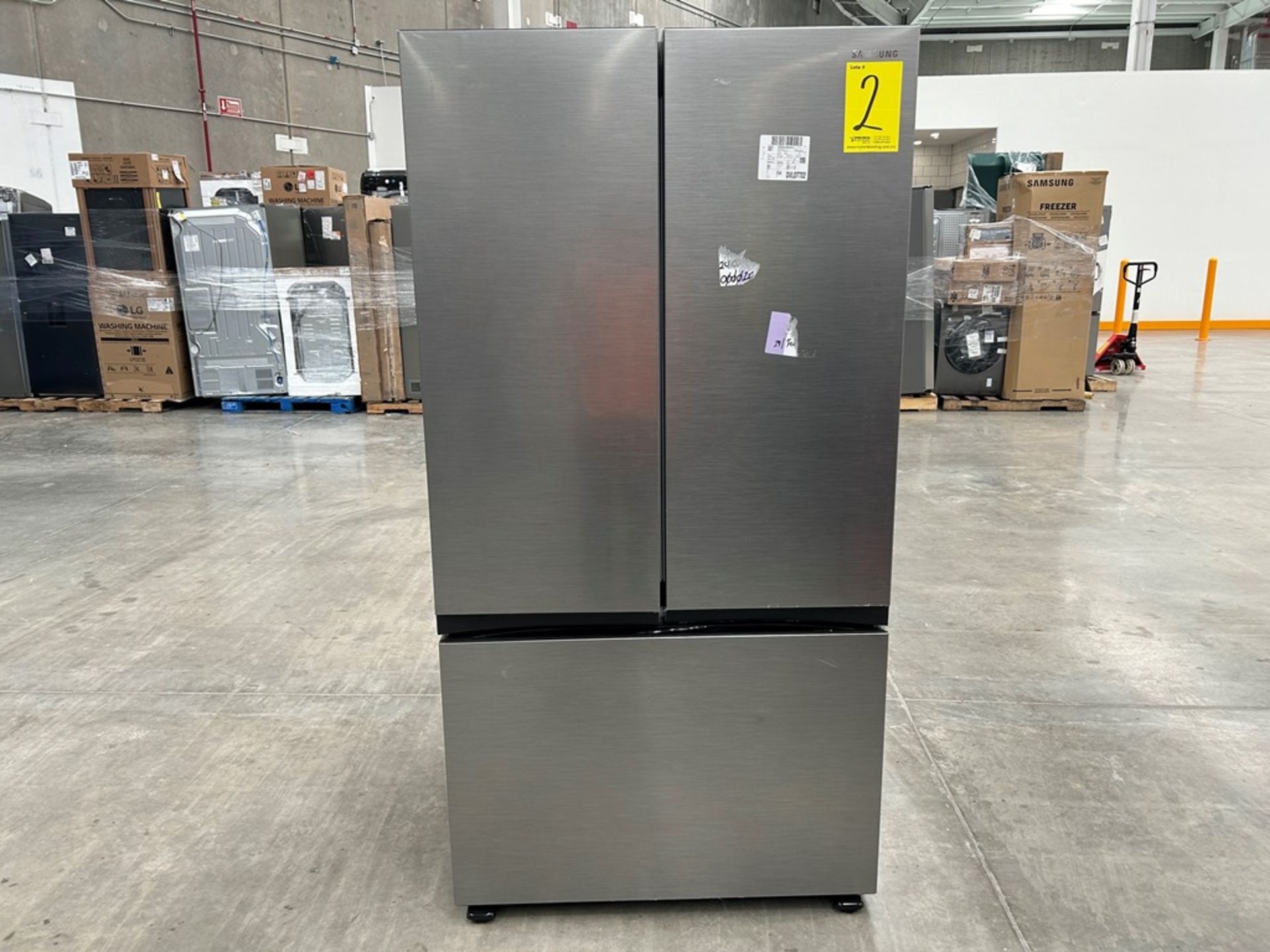 1 refrigerador Marca SAMSUNG, Modelo FR32CG5A10S9EM, Serie 1494L, Color GRIS (No se asegura su func