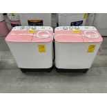 2 Lavadoras contiene: 1 Lavadora de 11 KG, Marca ATVIO, Modelo TT11KG, Color ROSA; 1 Lavadora de 11