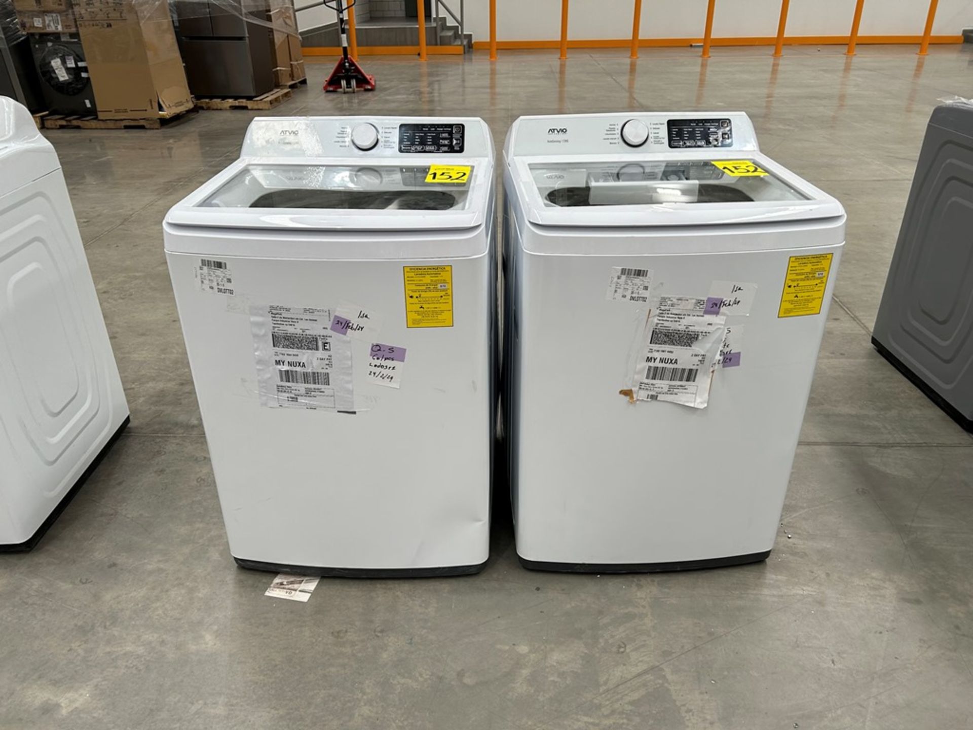 2 Lavadoras contiene: 1 Lavadora de 22 KG, Marca ATVIO, Modelo TL22KG, Color BLANCO; 1 Lavadora de