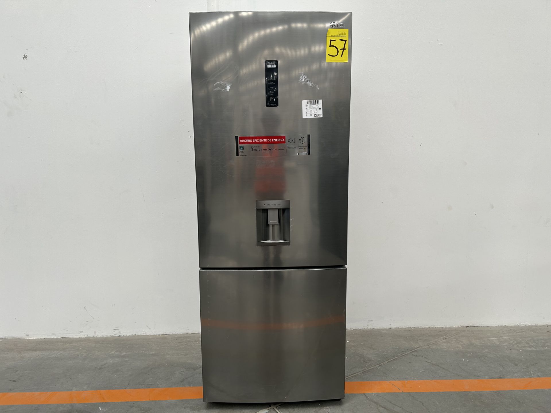 (NUEVO) Refrigerador con dispensador de agua Marca LG, Modelo GB45SPP, Serie 2M874, Color GRIS