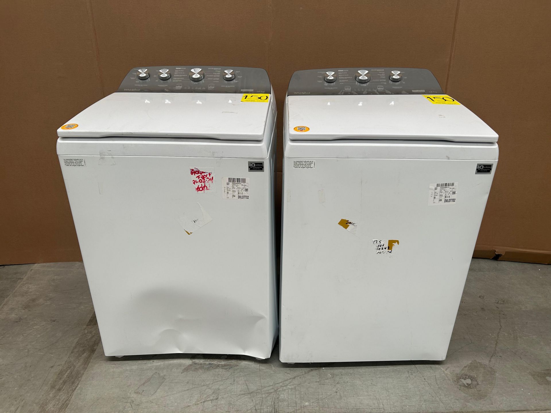 Lote de 2 lavadoras contiene: 1 Lavadora de 20 KG Marca WHIRPOOL, Modelo 8MWTW2024MJM0, Serie 13978