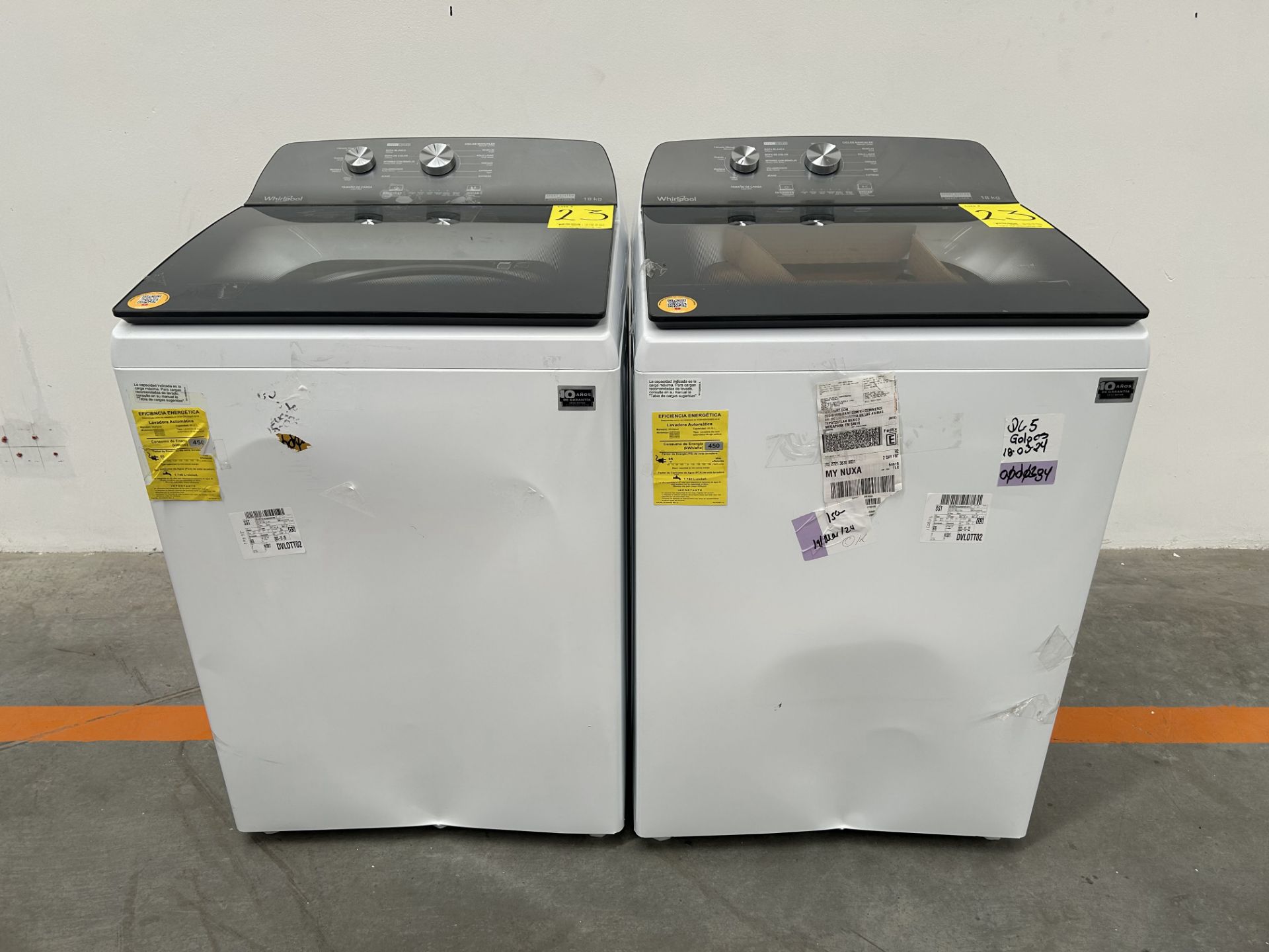 Lote de 2 lavadoras contiene: 1 Lavadora de 18 KG Marca WHIRPOOL, Modelo 8MWTW1812WPM0, Serie 74164