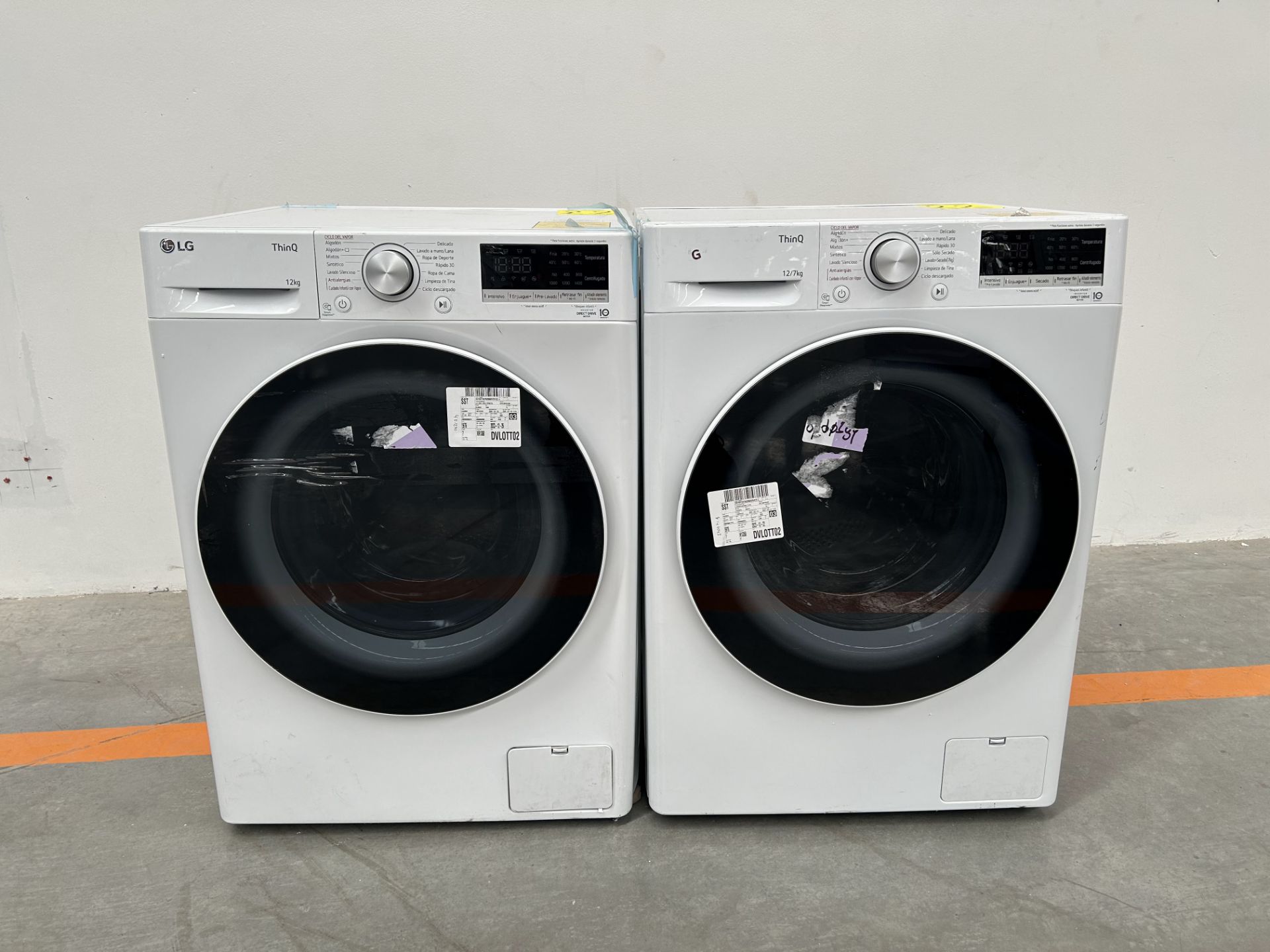 Lote de 2 lavadoras contiene: 1 Lavadora de 12 KG Marca LG, Modelo WM12WVC4S6, Serie 53874, Color B