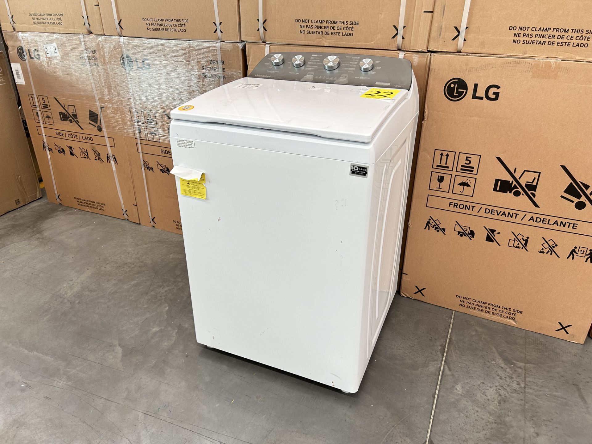 Lavadora de 22 Kg Marca WHIRLPOOL, Modelo 8MWTW2224PMM0, Serie 671456, Color BLANCO (Equipo de devo - Image 3 of 8