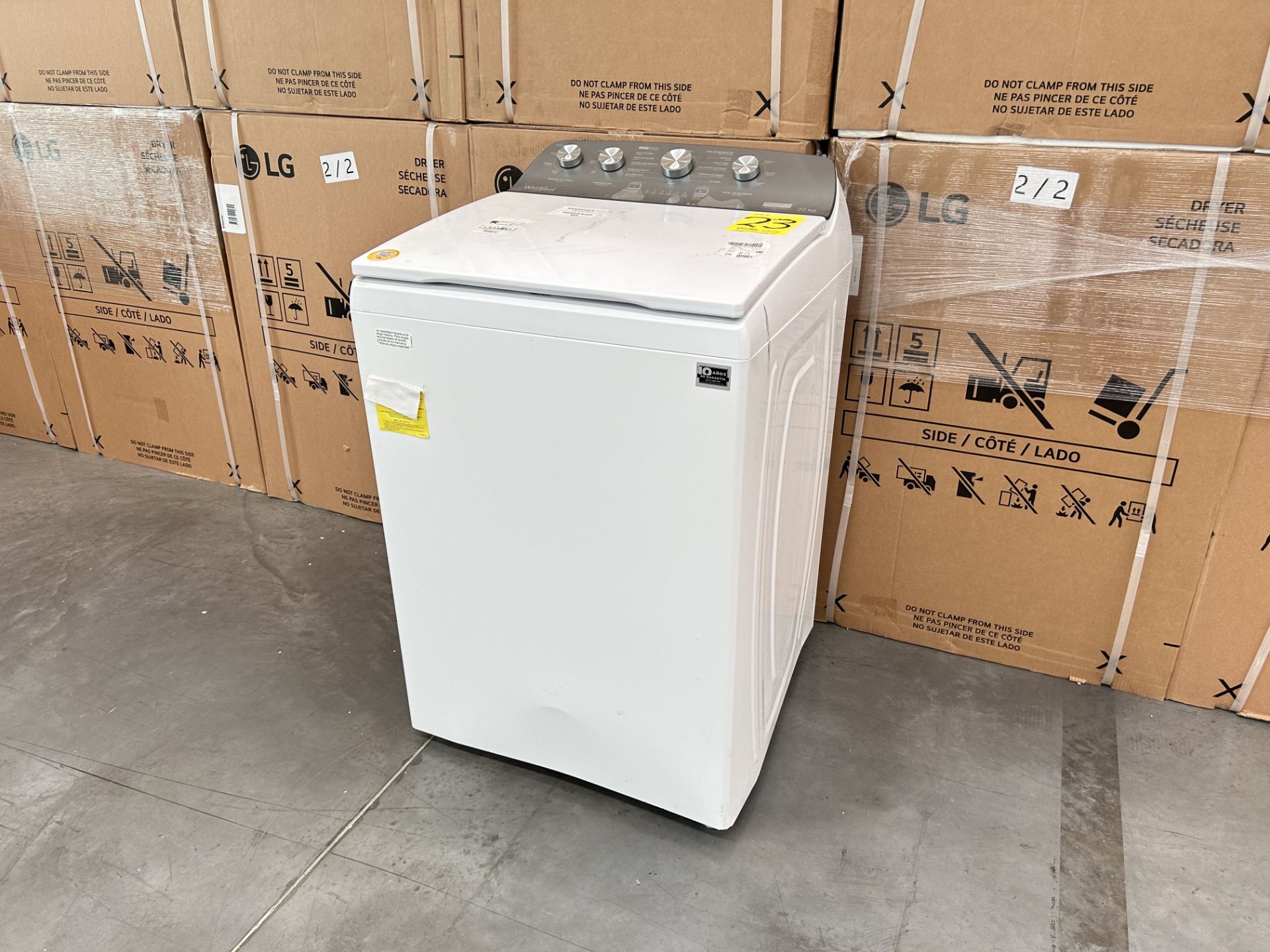 Lavadora de 22 Kg Marca WHIRLPOOL, Modelo 8MWTW2224PMM0, Serie 442079, Color BLANCO (Equipo de devo - Image 3 of 8