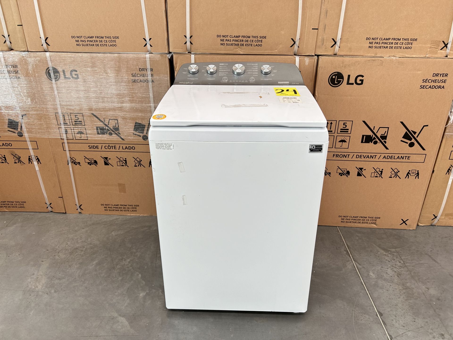 Lavadora de 19 Kg Marca WHIRLPOOL, Modelo 8MWTW1934MJM0, Serie 205944, Color BLANCO (Equipo de devo