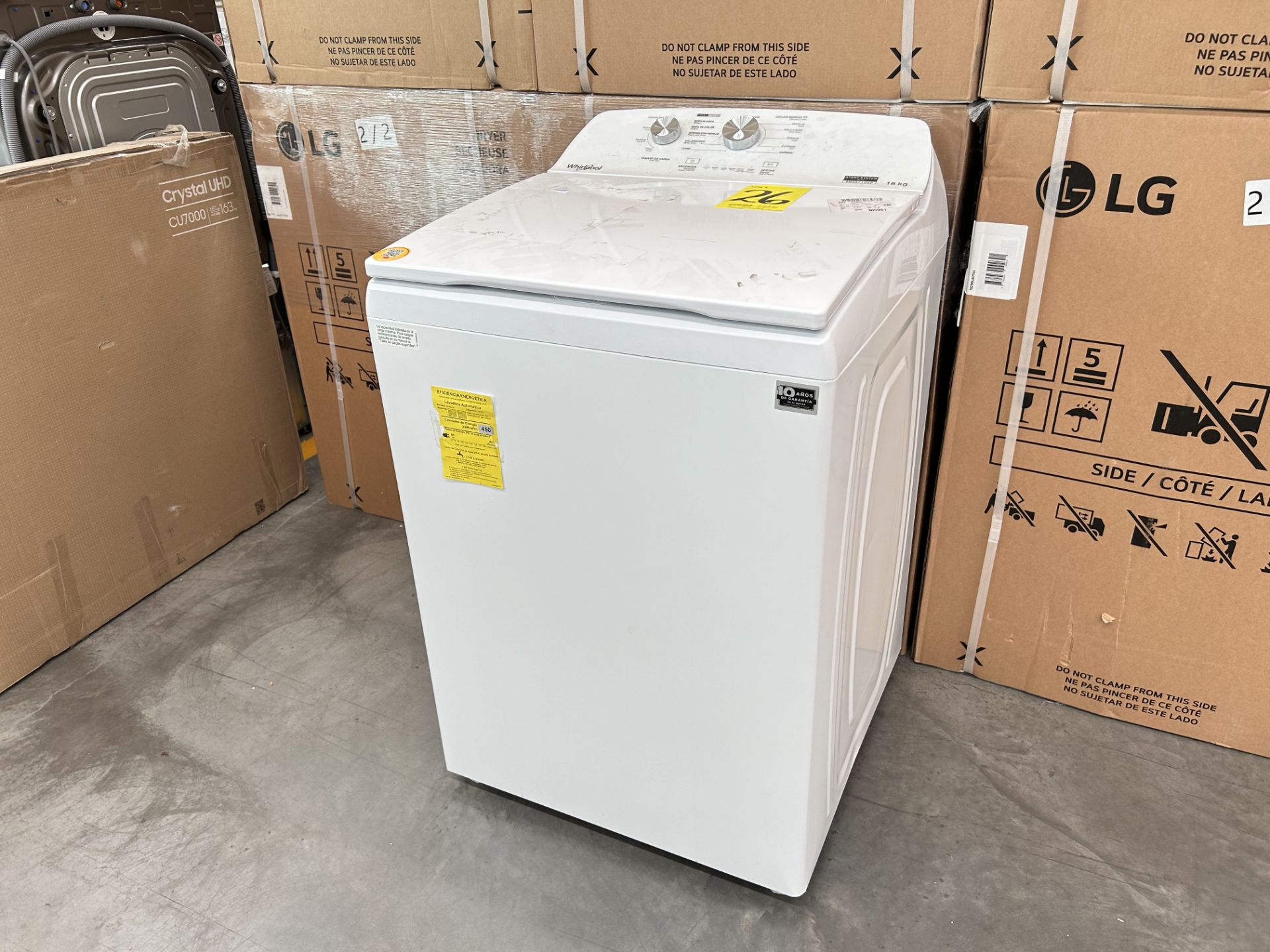 Lavadora de 16 Kg Marca WHIRLPOOL, Modelo 8MWTW1612MJK1, Serie 556302, Color BLANCO (Equipo de devo - Image 3 of 8