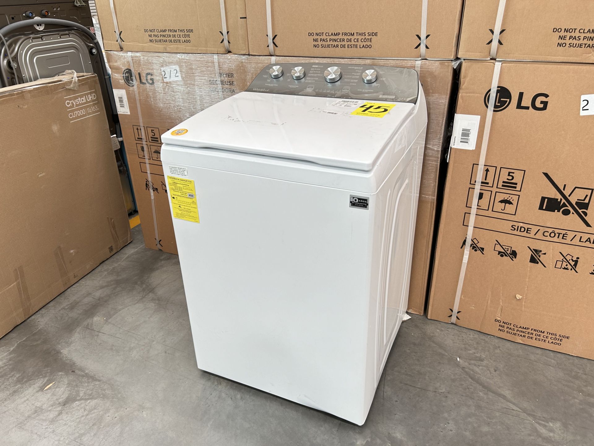 Lavadora de 22 Kg Marca WHIRLPOOL, Modelo 8MWTW2224PMM0, Serie 322615, Color BLANCO (Equipo de devo - Image 3 of 8