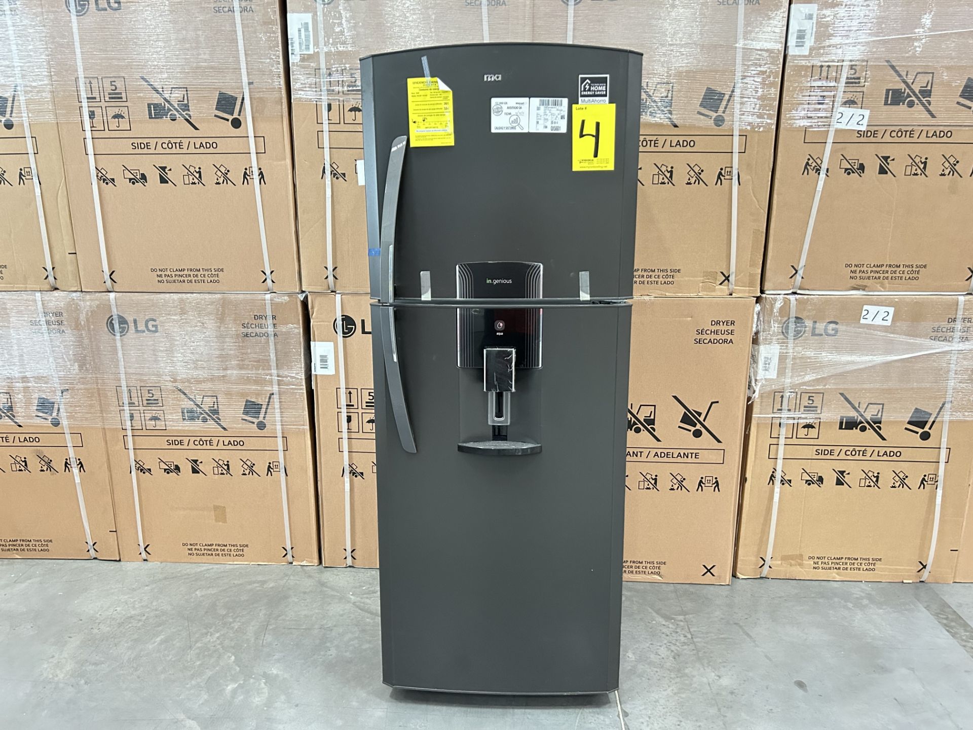 Refrigerador con dispensador de agua Marca MABE, Modelo RME360FDMRD0, Serie 803708, Color GRIS (Equ