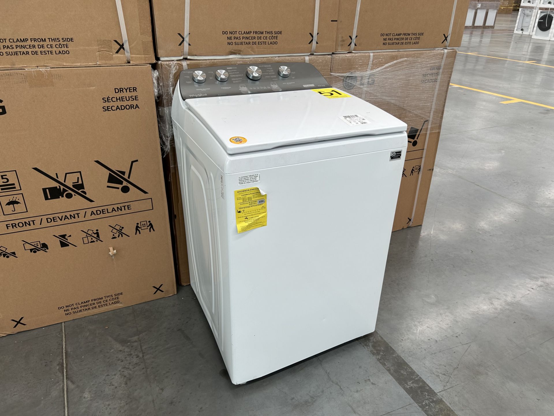 Lavadora de 22 Kg Marca WHIRLPOOL, Modelo 8MWTW2224PMM0, Serie 450449, Color BLANCO (Equipo de devo - Image 2 of 8