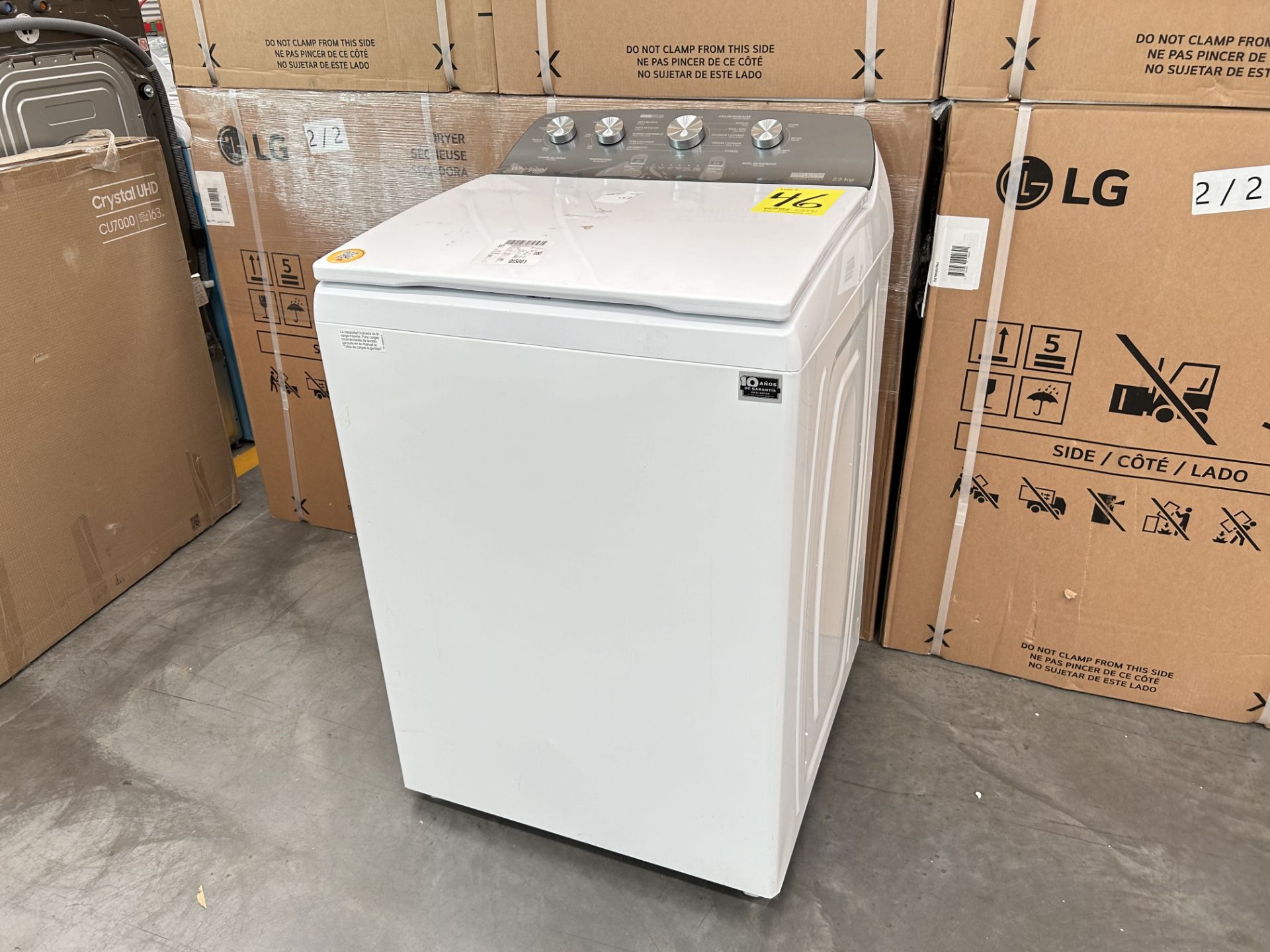 Lavadora de 22 Kg Marca WHIRLPOOL, Modelo 8MWTW2224PMM0, Serie 671429, Color BLANCO (Equipo de devo - Image 3 of 8