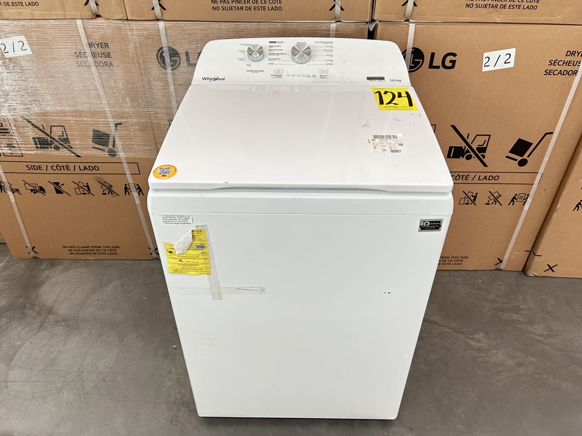 Lavadora de 16 Kg Marca WHIRLPOOL, Modelo 8MWTW1612MJK1, Serie 198863, Color BLANCO (Equipo de devo