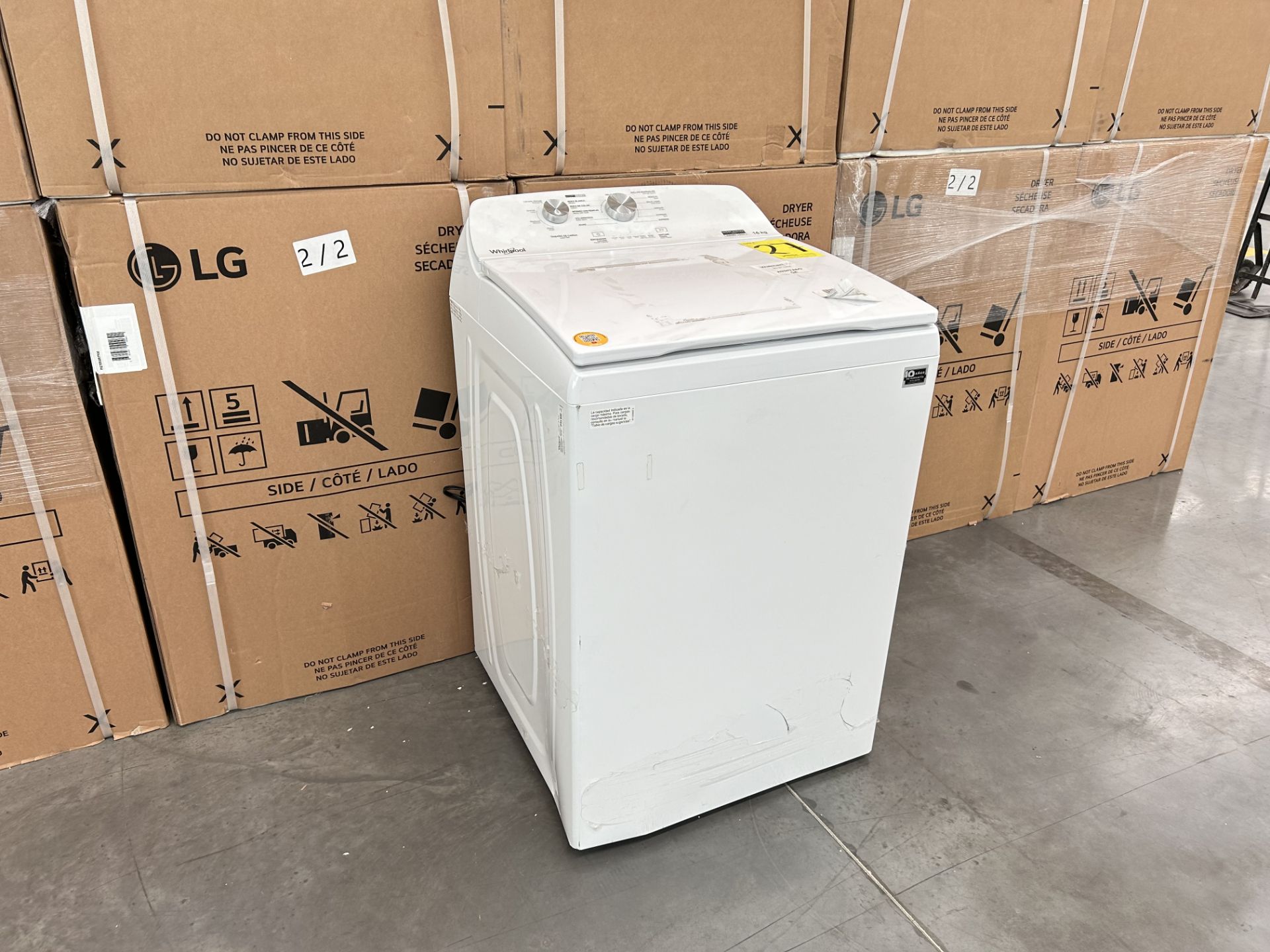 Lavadora de 16 Kg Marca WHIRLPOOL, Modelo 8MWTW1612MJK1, Serie 199074, Color BLANCO (Equipo de devo - Image 2 of 8