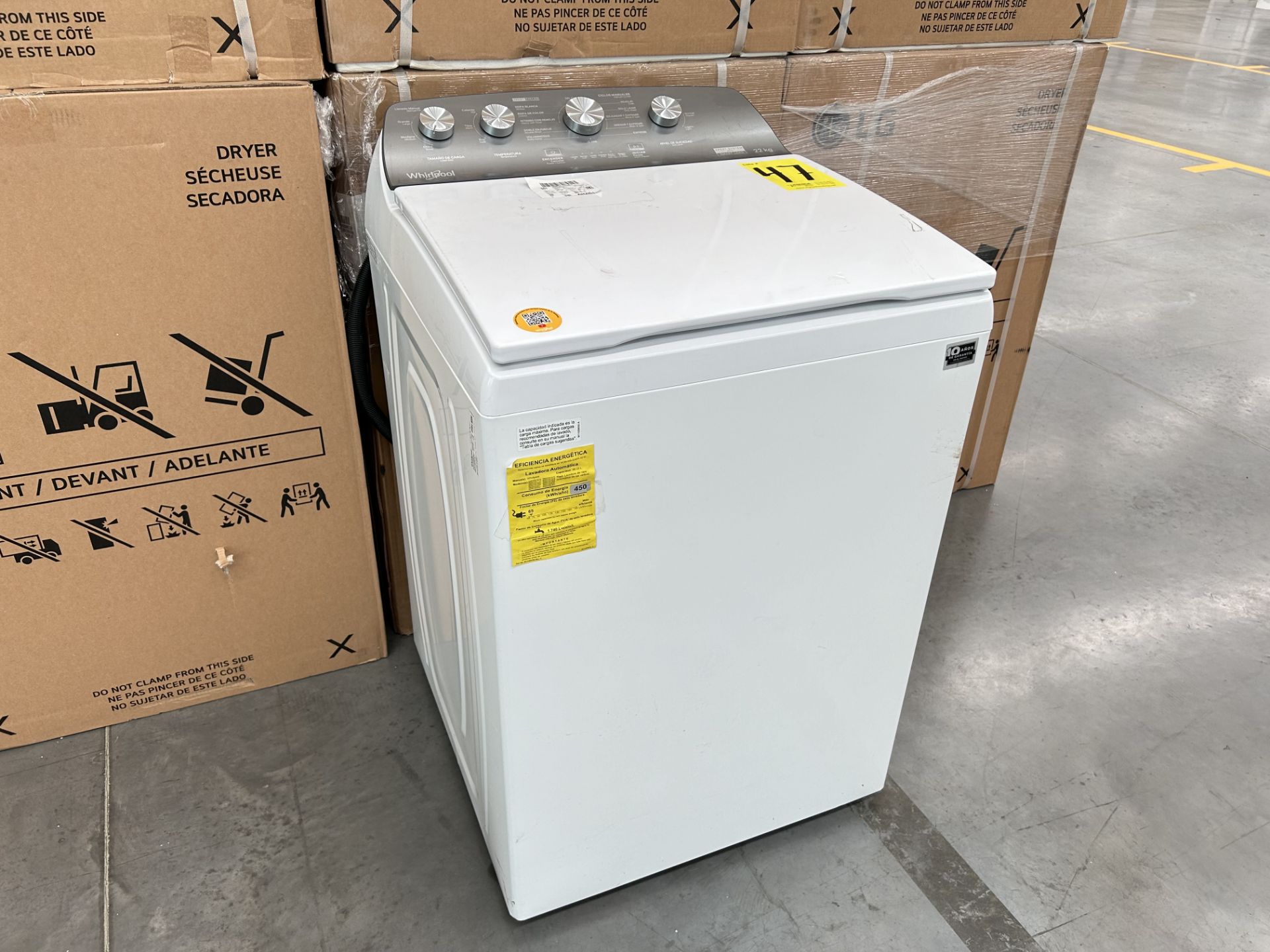 Lavadora de 22 Kg Marca WHIRLPOOL, Modelo 8MWTW2224PMM0, Serie 441898, Color BLANCO (Equipo de devo - Image 2 of 8