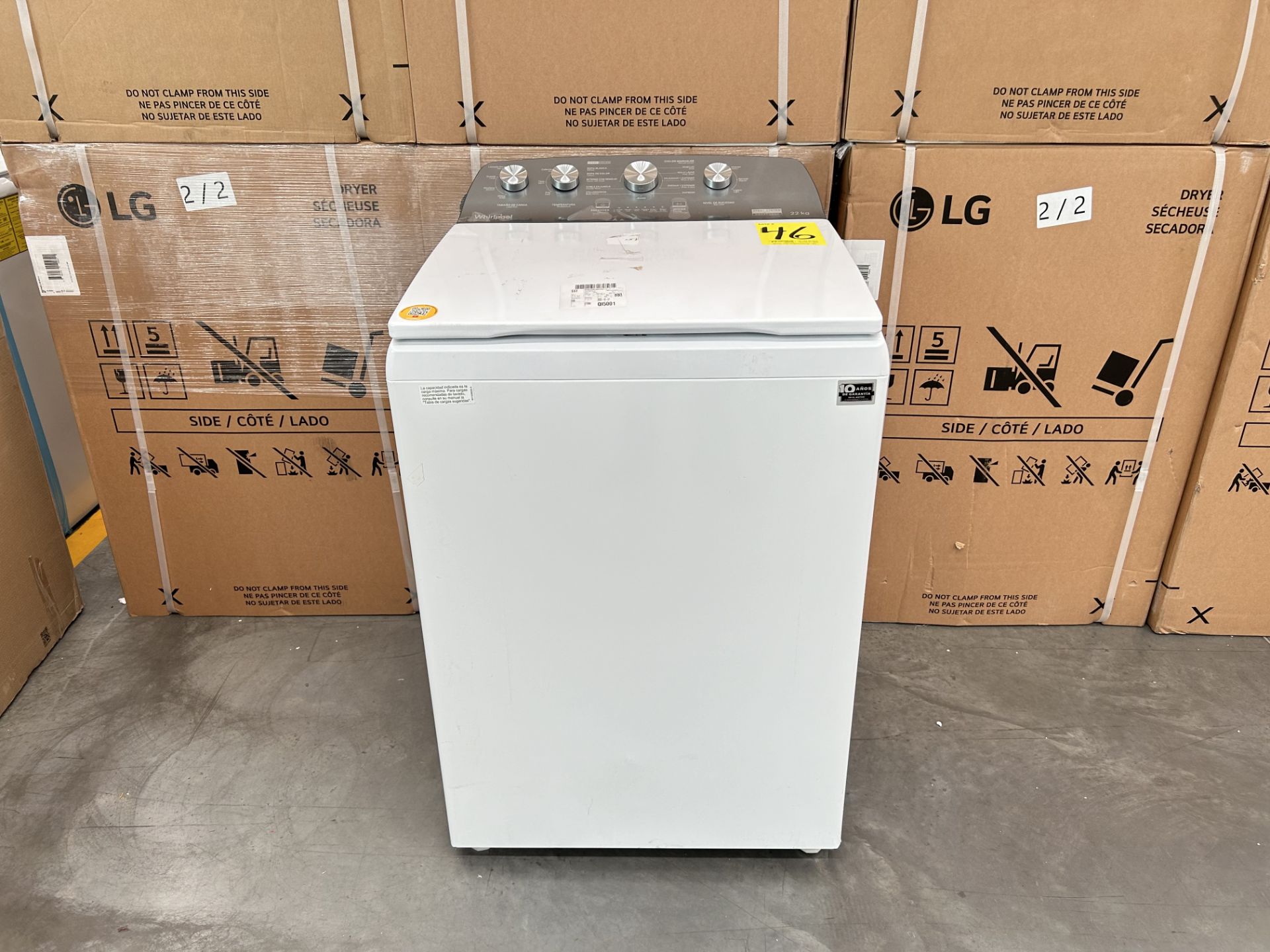 Lavadora de 22 Kg Marca WHIRLPOOL, Modelo 8MWTW2224PMM0, Serie 671429, Color BLANCO (Equipo de devo