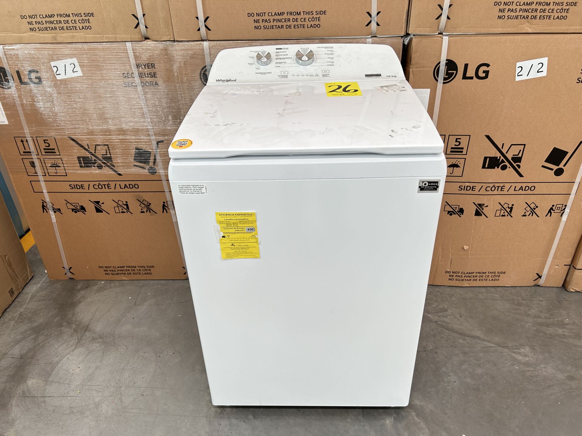 Lavadora de 16 Kg Marca WHIRLPOOL, Modelo 8MWTW1612MJK1, Serie 556302, Color BLANCO (Equipo de devo