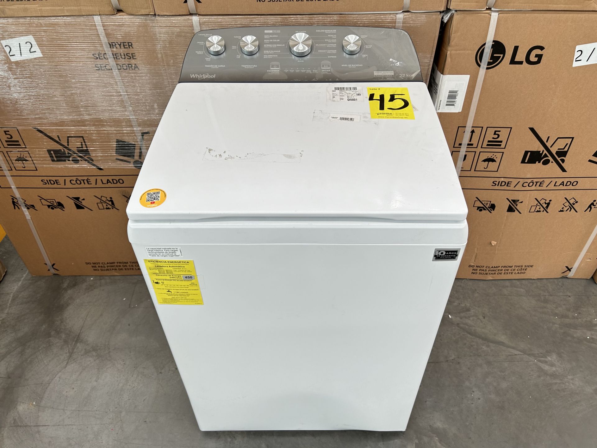 Lavadora de 22 Kg Marca WHIRLPOOL, Modelo 8MWTW2224PMM0, Serie 322615, Color BLANCO (Equipo de devo - Image 4 of 8