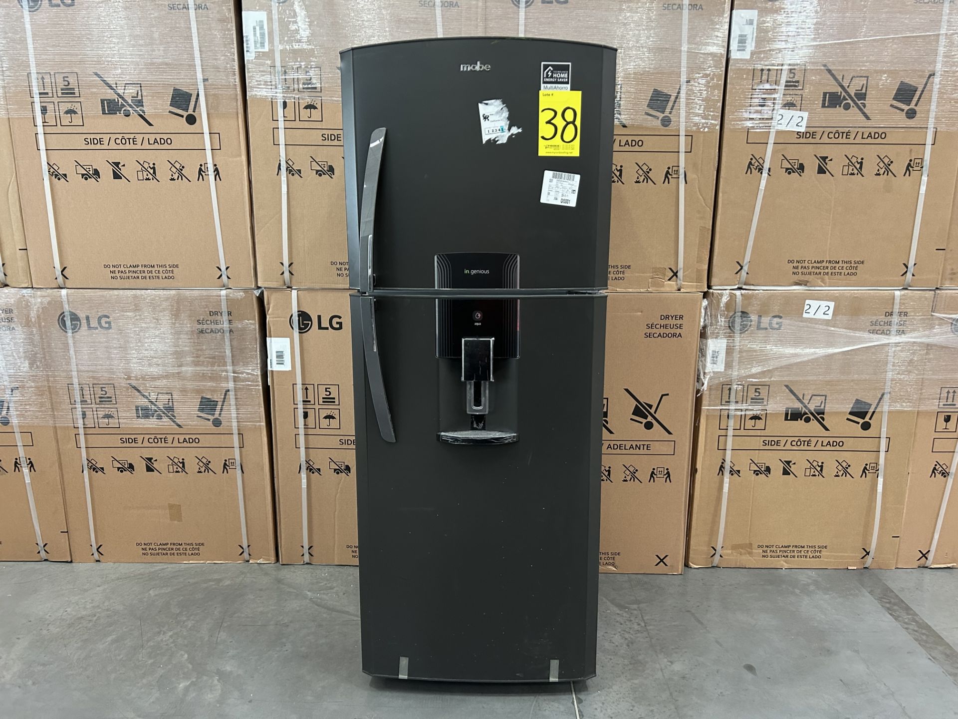 Refrigerador con dispensador de agua Marca MABE, Modelo RME360FDMRD0, Serie 710229, Color GRIS (Equ