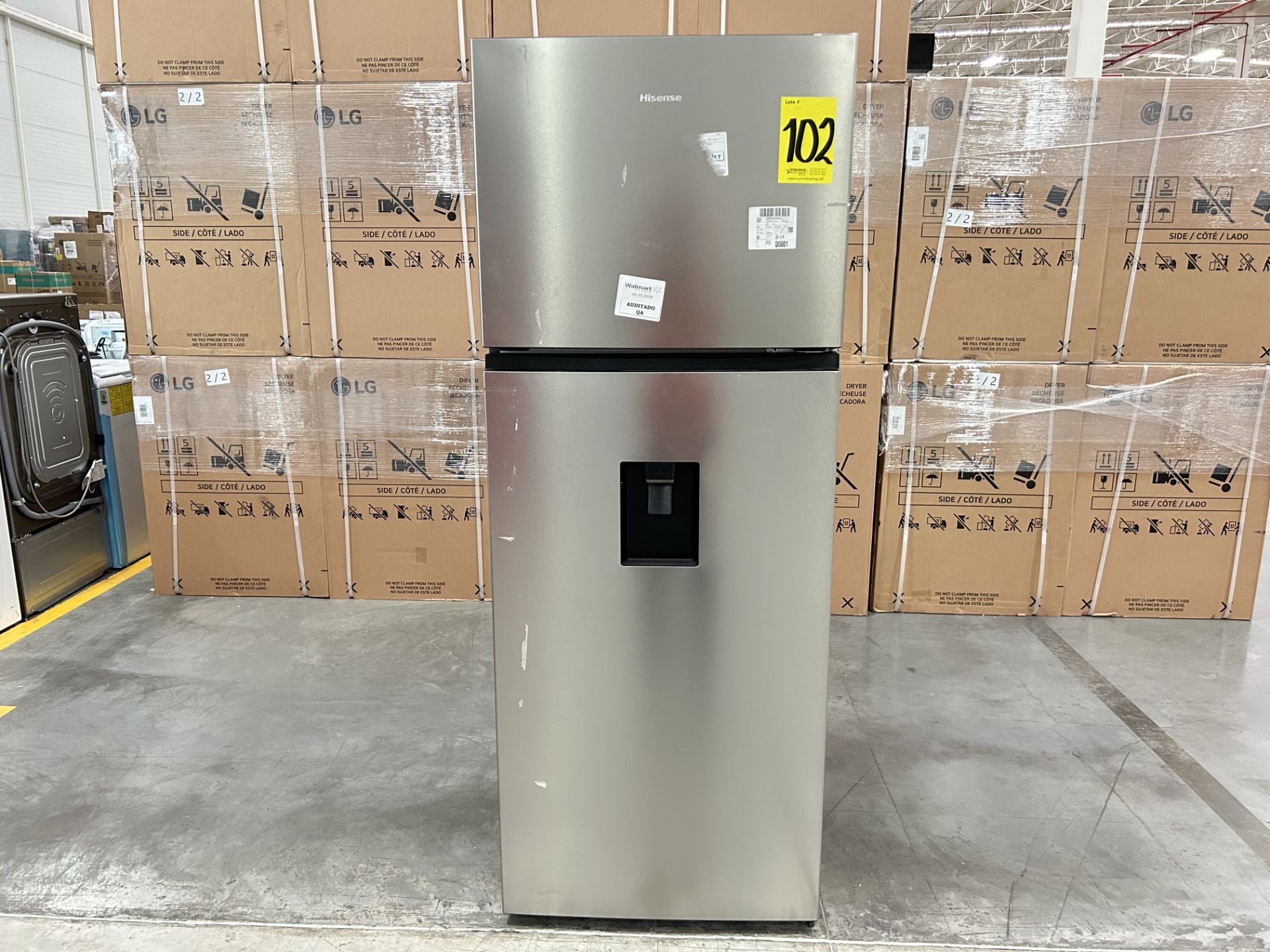 Refrigerador con dispensador de agua Marca HISENSE, Modelo RT16N6CDX, Serie M10136, Color GRIS (Equ