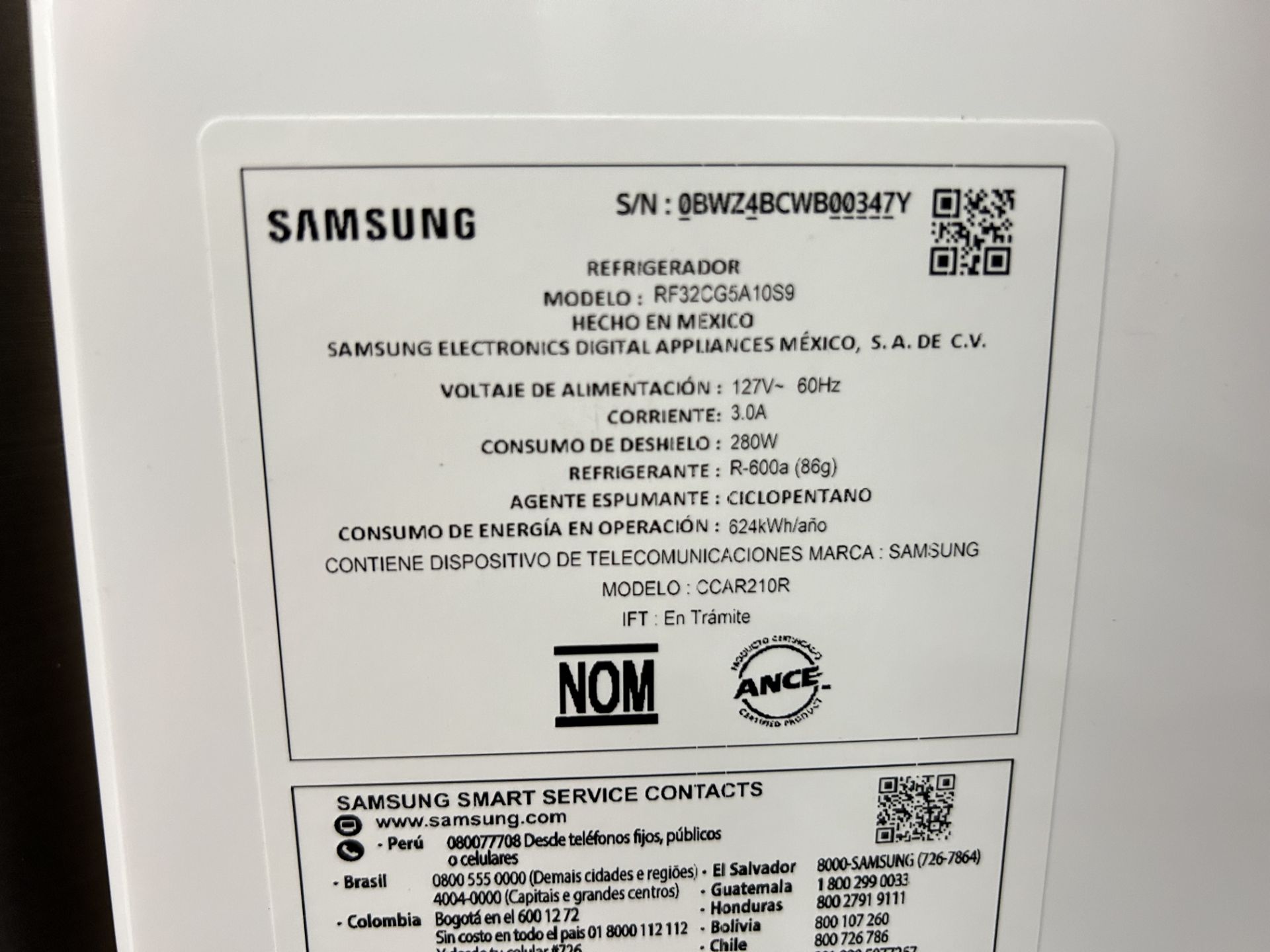 Refrigerador Marca SAMSUNG, Modelo RF32CG5A10S9, Serie 00347Y, Color GRIS (Equipo de devolución) - Image 5 of 7