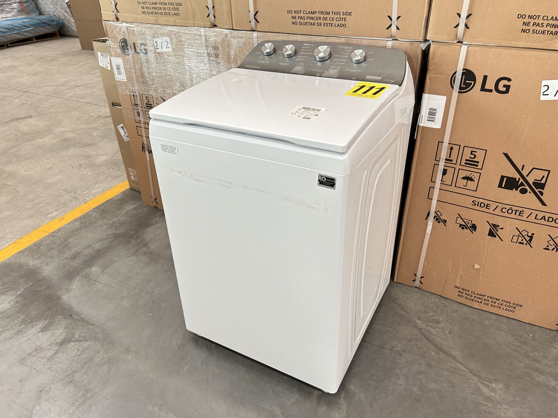 Lavadora de 22 Kg Marca WHIRLPOOL, Modelo 8MWTW2224MPM0, Serie 442043, Color BLANCO (Equipo de devo - Image 3 of 8