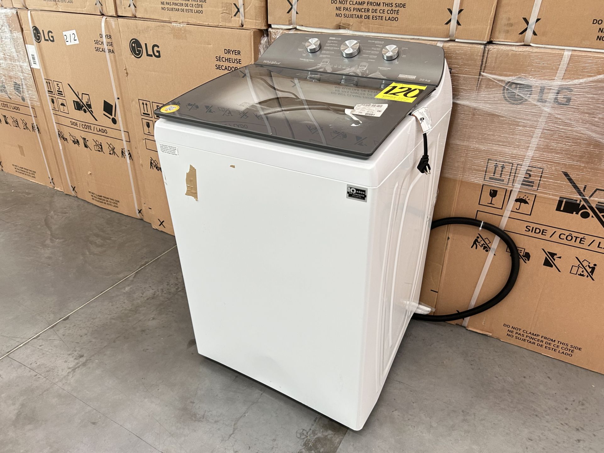 Lavadora de 20 Kg Marca WHIRLPOOL, Modelo 8MWTW2023WPM0, Serie 183343, Color BLANCO (Equipo de devo - Image 3 of 7